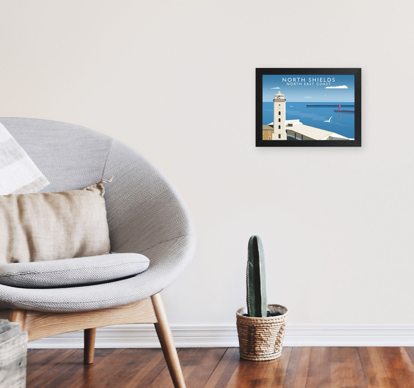 North Shields East Coast Travel Art Print by Richard O'Neill A4 White Frame