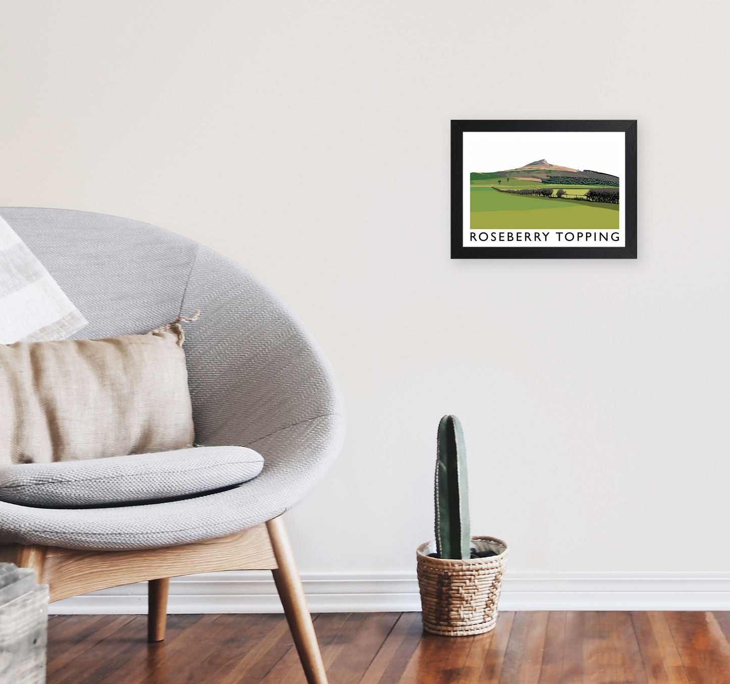 Roseberry Topping Art Print by Richard O'Neill, Framed Wall Art A4 White Frame