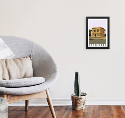 Stokesley Portrait Travel Art Print by Richard O'Neill, Framed Wall Art A4 White Frame