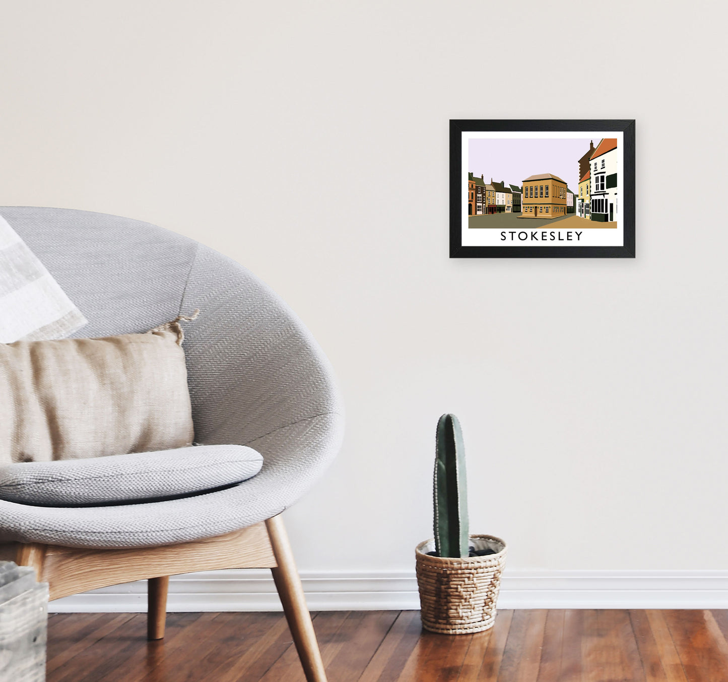 Stokesley Travel Art Print by Richard O'Neill, Framed Wall Art A4 White Frame