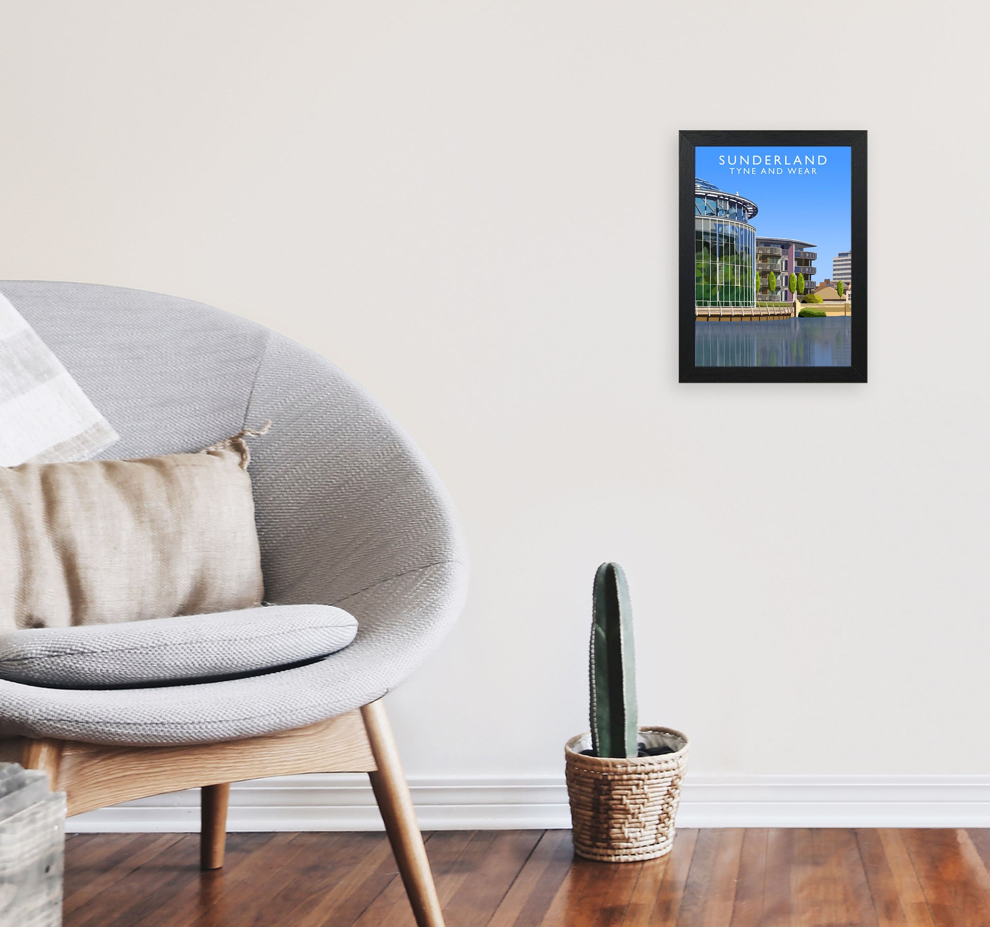 Sunderland Tyne and Wear Art Print by Richard O'Neill, Framed Wall Art A4 White Frame