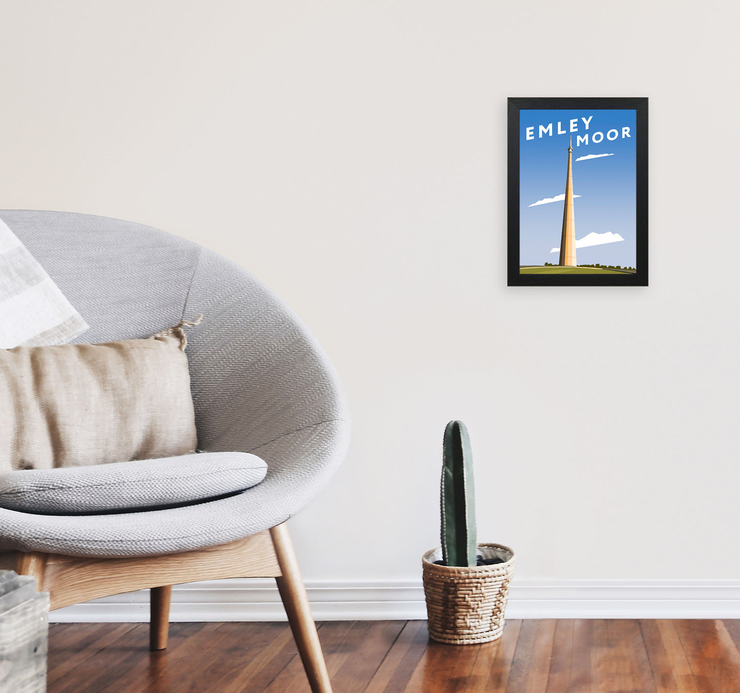 Emley Moor 3 by Richard O'Neill A4 White Frame