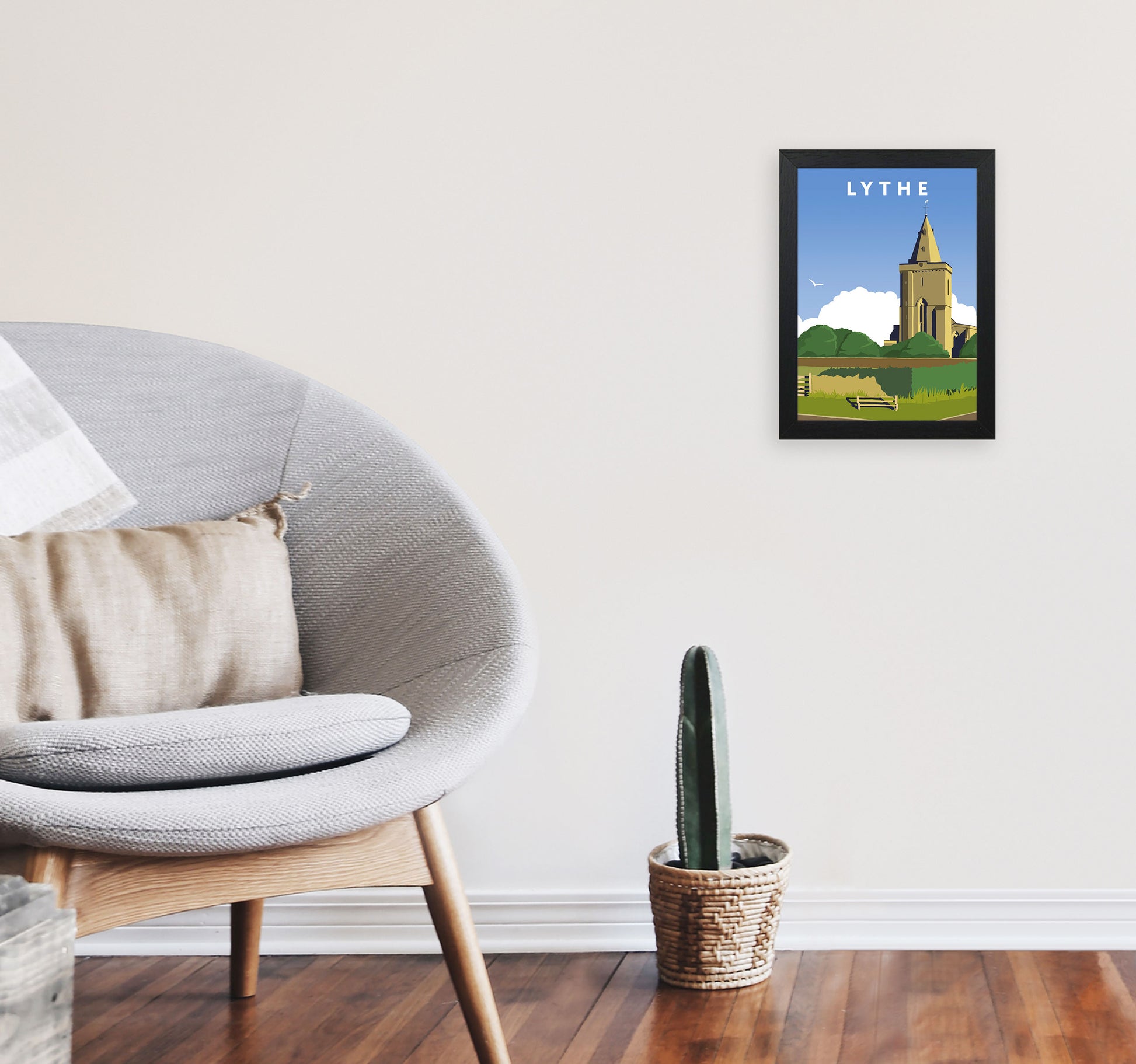 Lythe Travel Art Print by Richard O'Neill, Framed Wall Art A4 White Frame