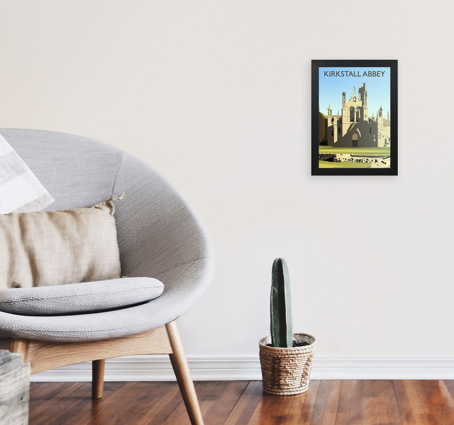 Kirkstall Abbey portrait by Richard O'Neill A4 White Frame