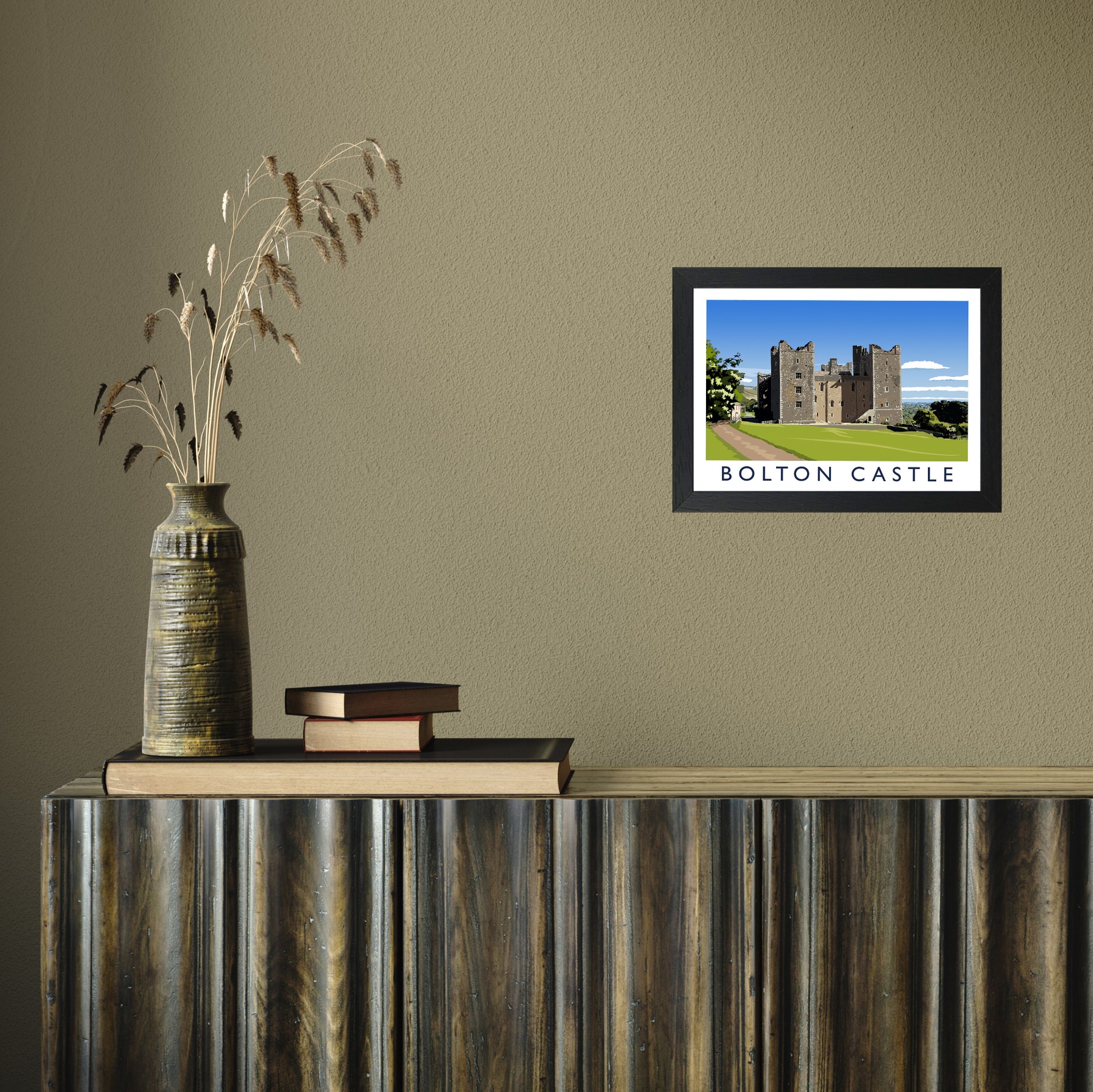 Bolton Castle 2 by Richard O'Neill A4 Black Frame