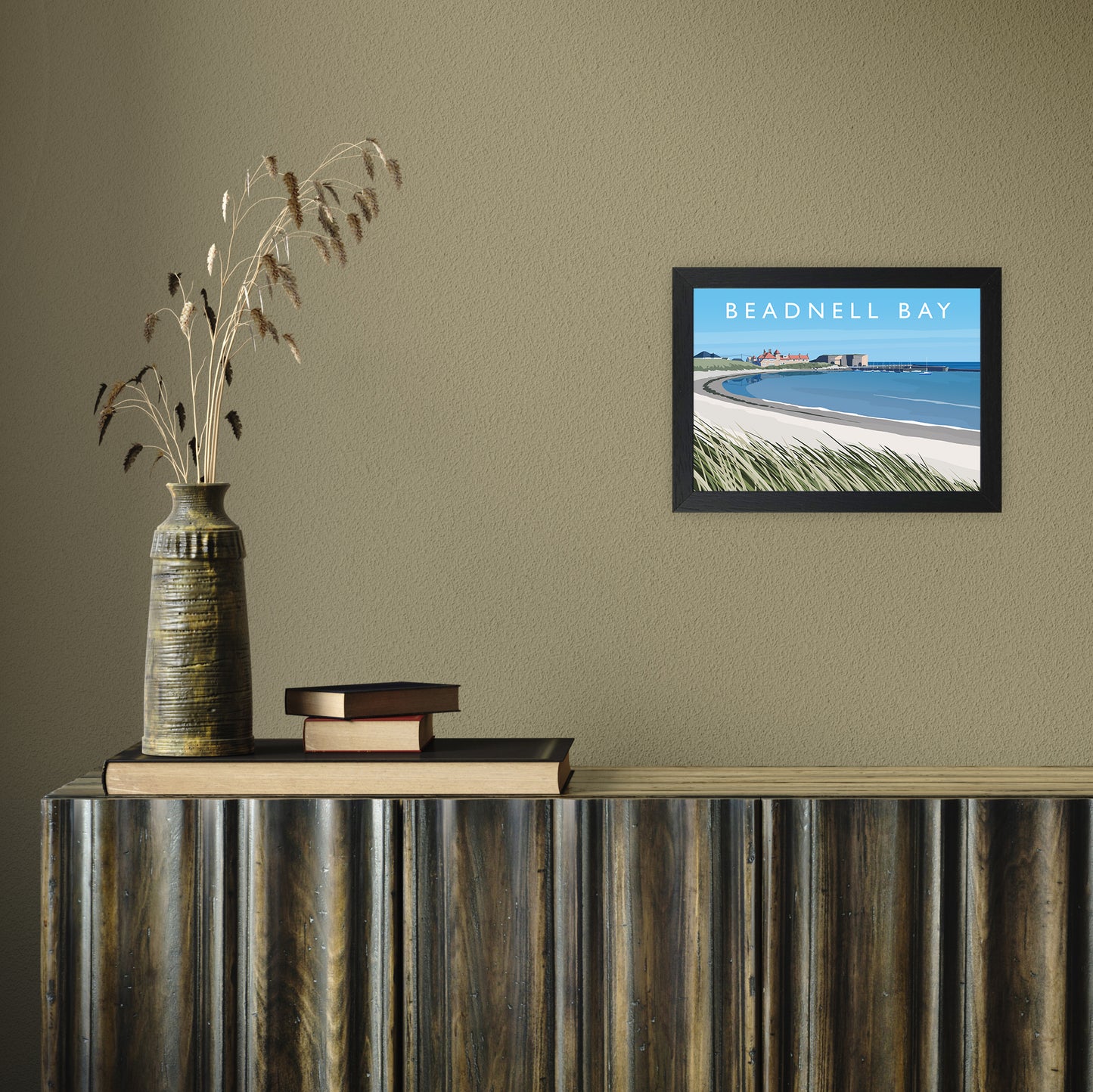 Beadnell Bay by Richard O'Neill A4 Black Frame