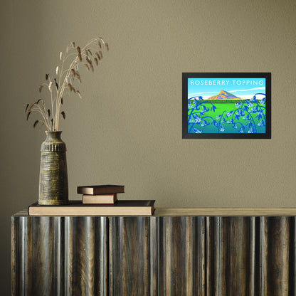 Roseberry Topping (bluebells) by Richard O'Neill A4 Black Frame