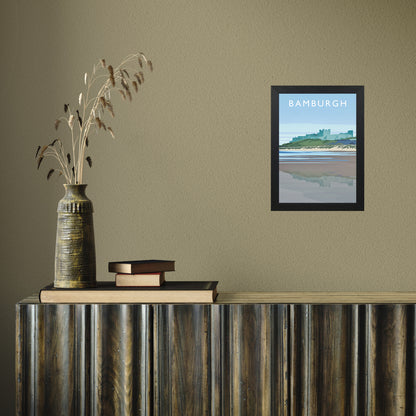 Bamburgh portrait by Richard O'Neill A4 Black Frame
