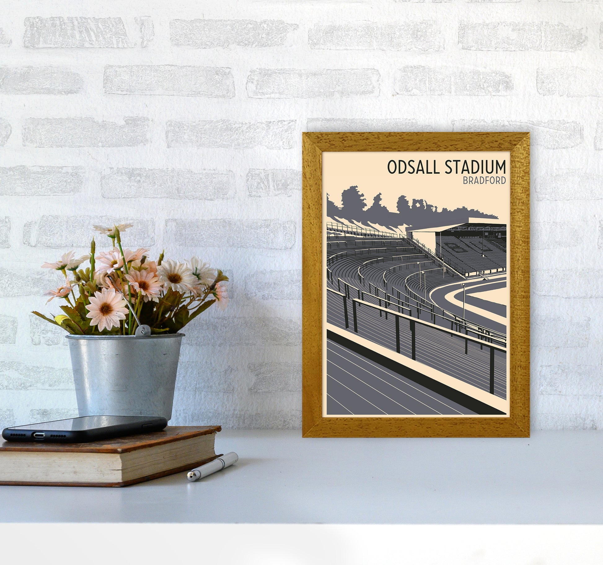 Odsal Stadium, Bradford Travel Art Print by Richard O'Neill A4 Print Only