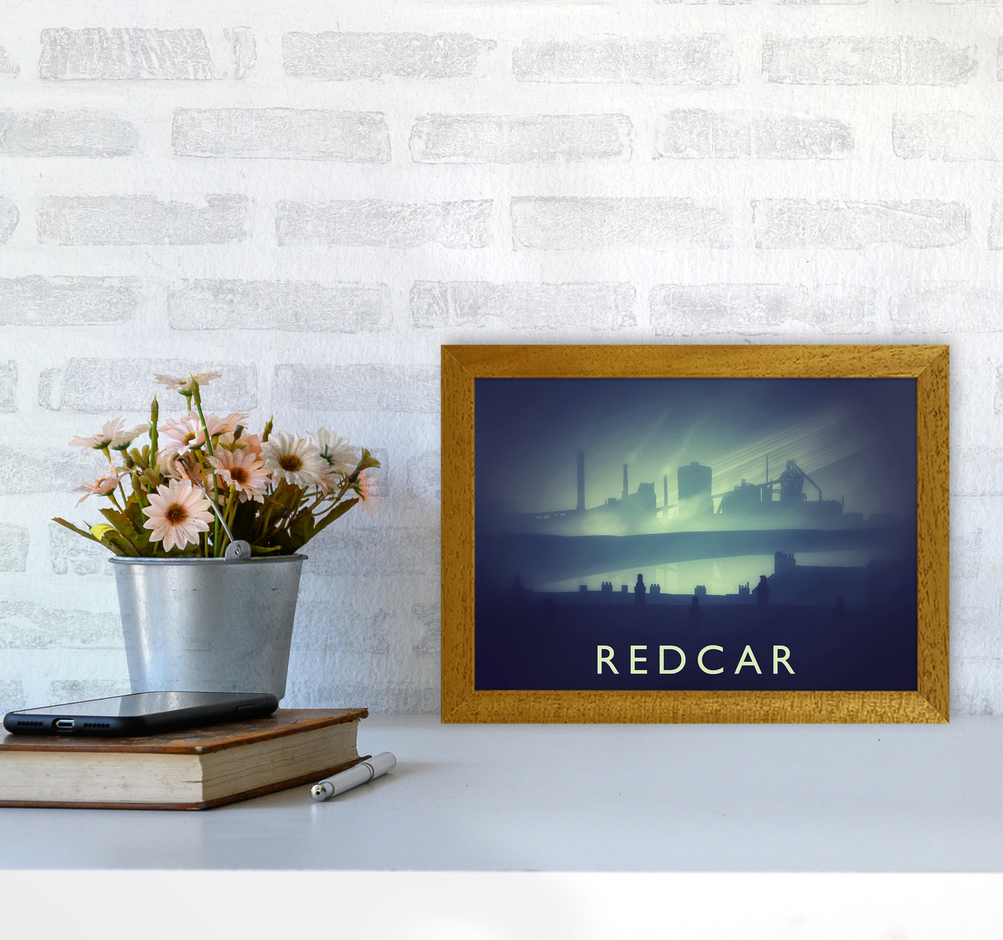 Redcar (night) Travel Art Print by Richard O'Neill A4 Print Only