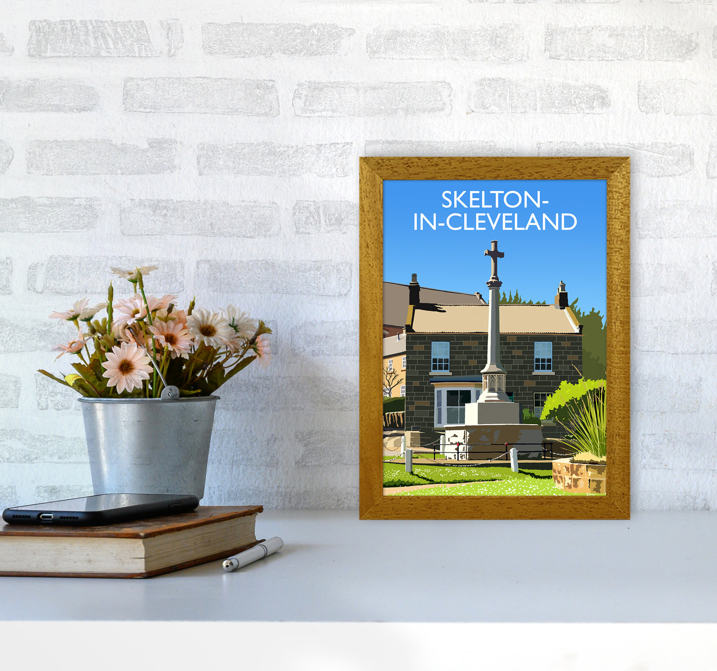 Skelton-in-Cleveland portrait Travel Art Print by Richard O'Neill A4 Print Only