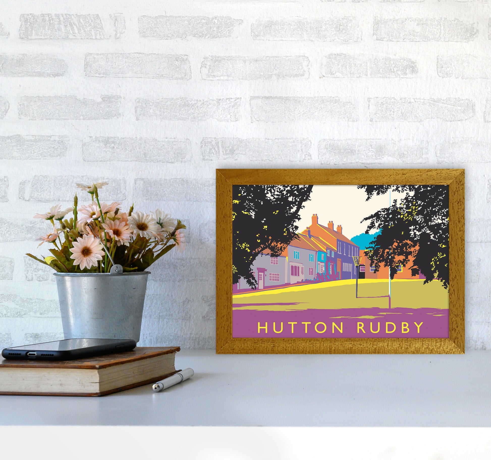 Hutton Rudby Travel Art Print by Richard O'Neill A4 Print Only