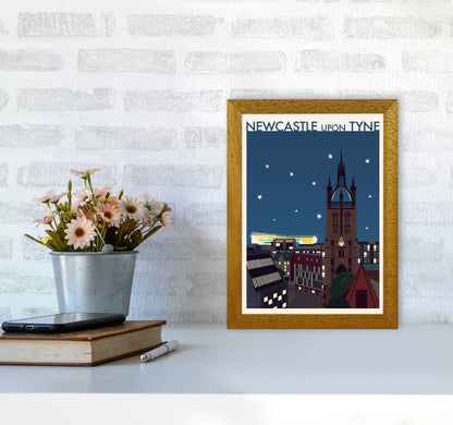 Newcastle upon Tyne 2 (Night) Travel Art Print by Richard O'Neill A4 Print Only