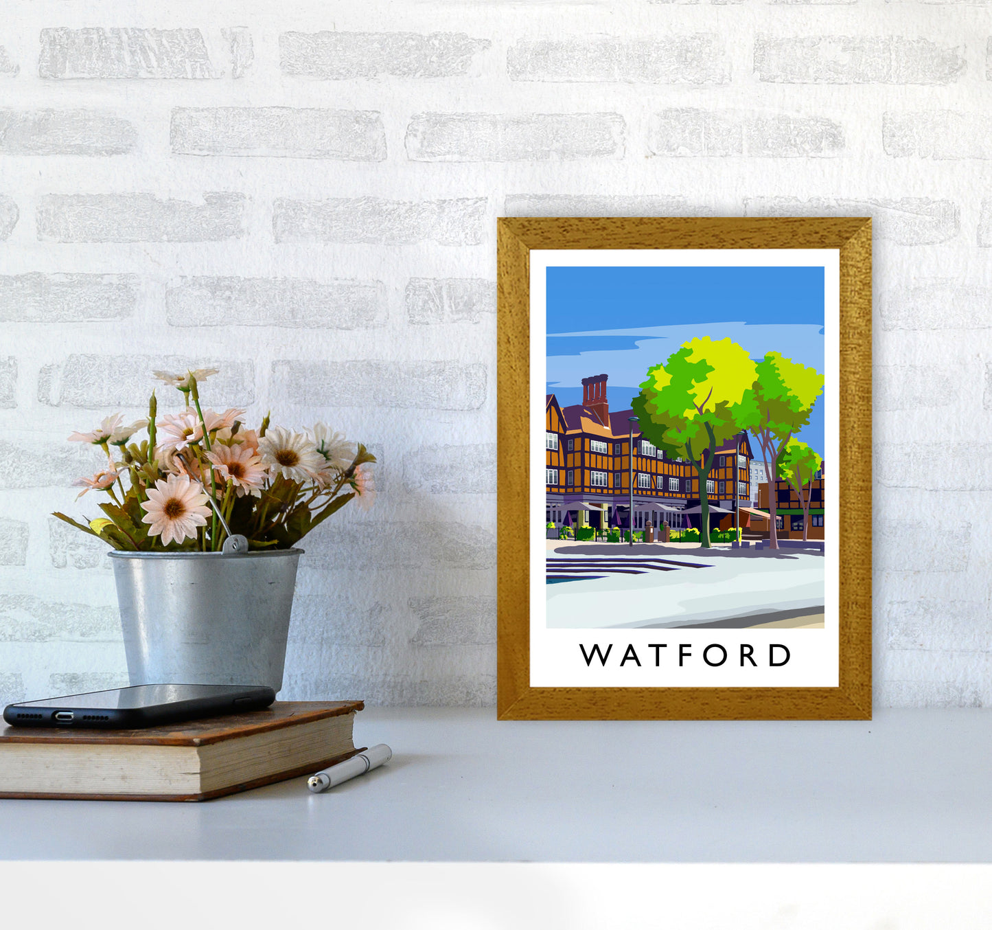 Watford 2 portrait Travel Art Print by Richard O'Neill A4 Print Only