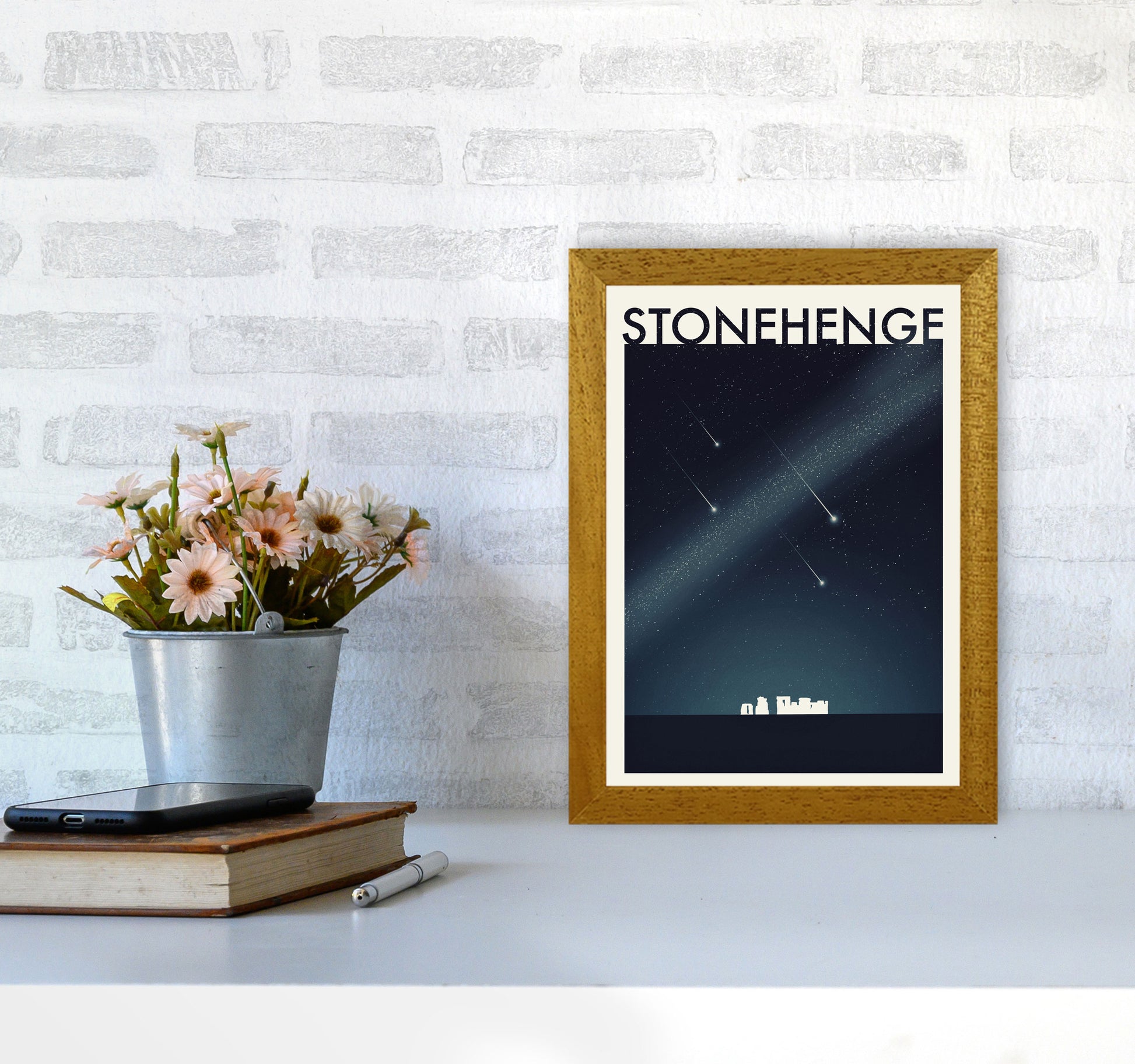 Stonehenge 2 (Night) Travel Art Print by Richard O'Neill A4 Print Only