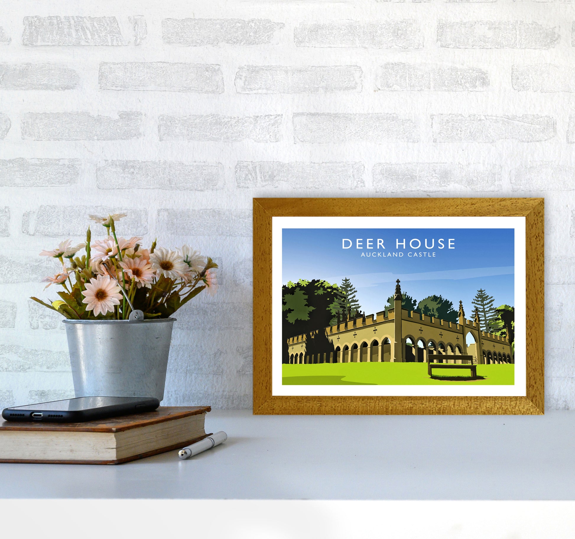 Deer House Travel Art Print by Richard O'Neill A4 Print Only