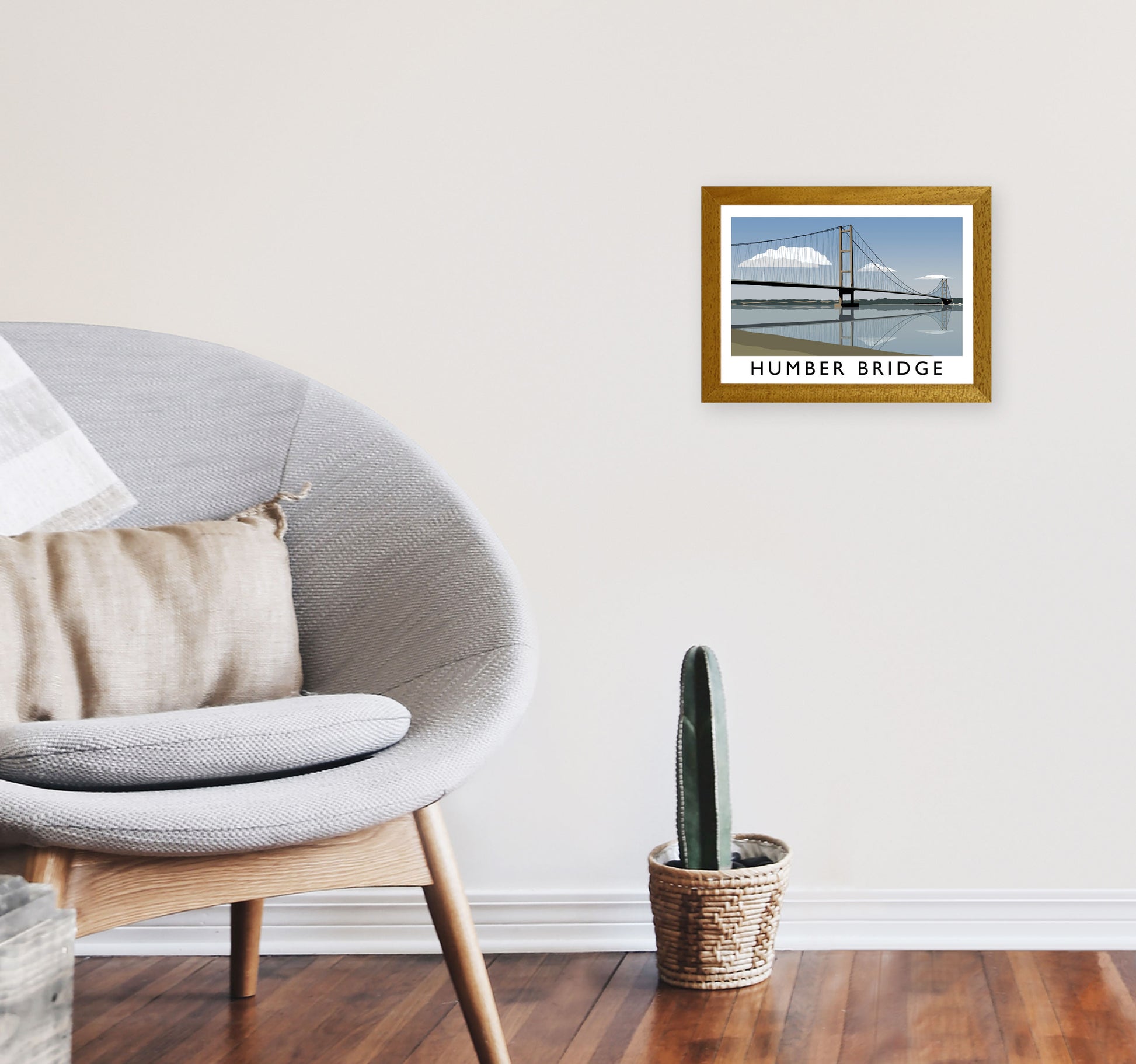 Humber Bridge Framed Digital Art Print by Richard O'Neill A4 Print Only