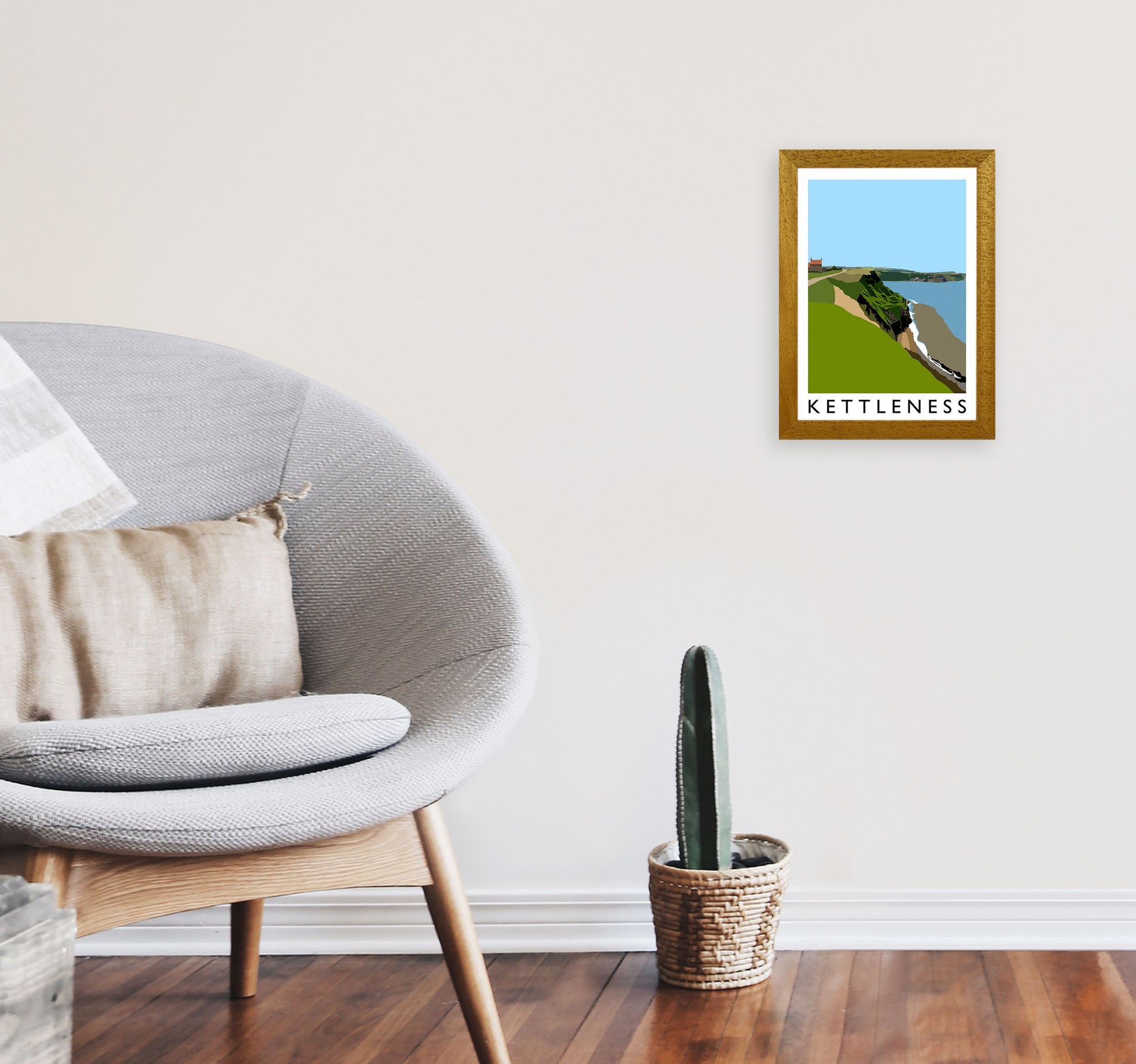 Kettleness Travel Art Print by Richard O'Neill, Framed Wall Art A4 Print Only