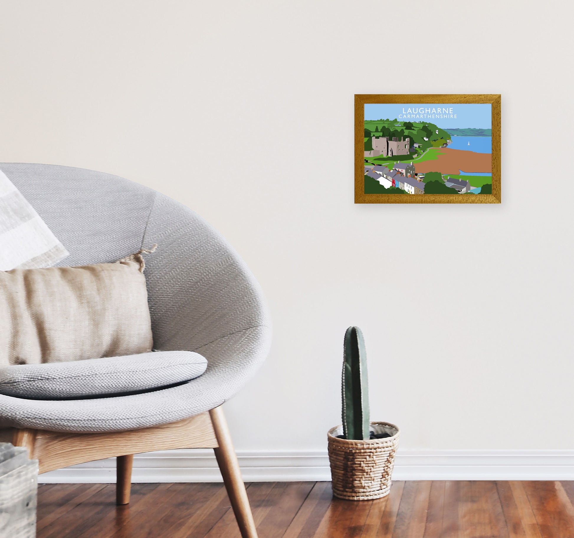 Laugharne Art Print by Richard O'Neill, Framed Wall Art A4 Print Only