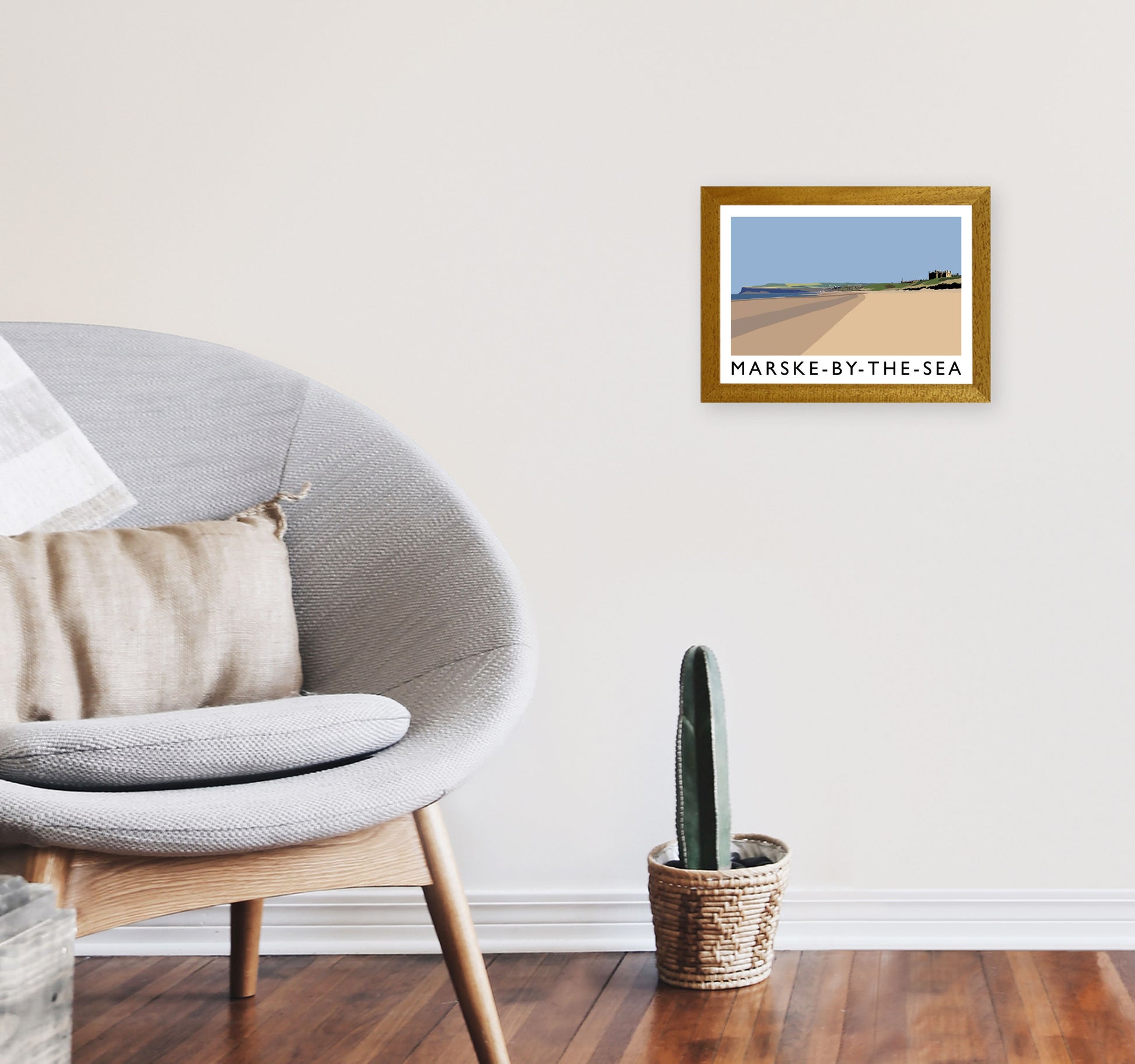 Marske-By-The-Sea Travel Art Print by Richard O'Neill, Framed Wall Art A4 Print Only