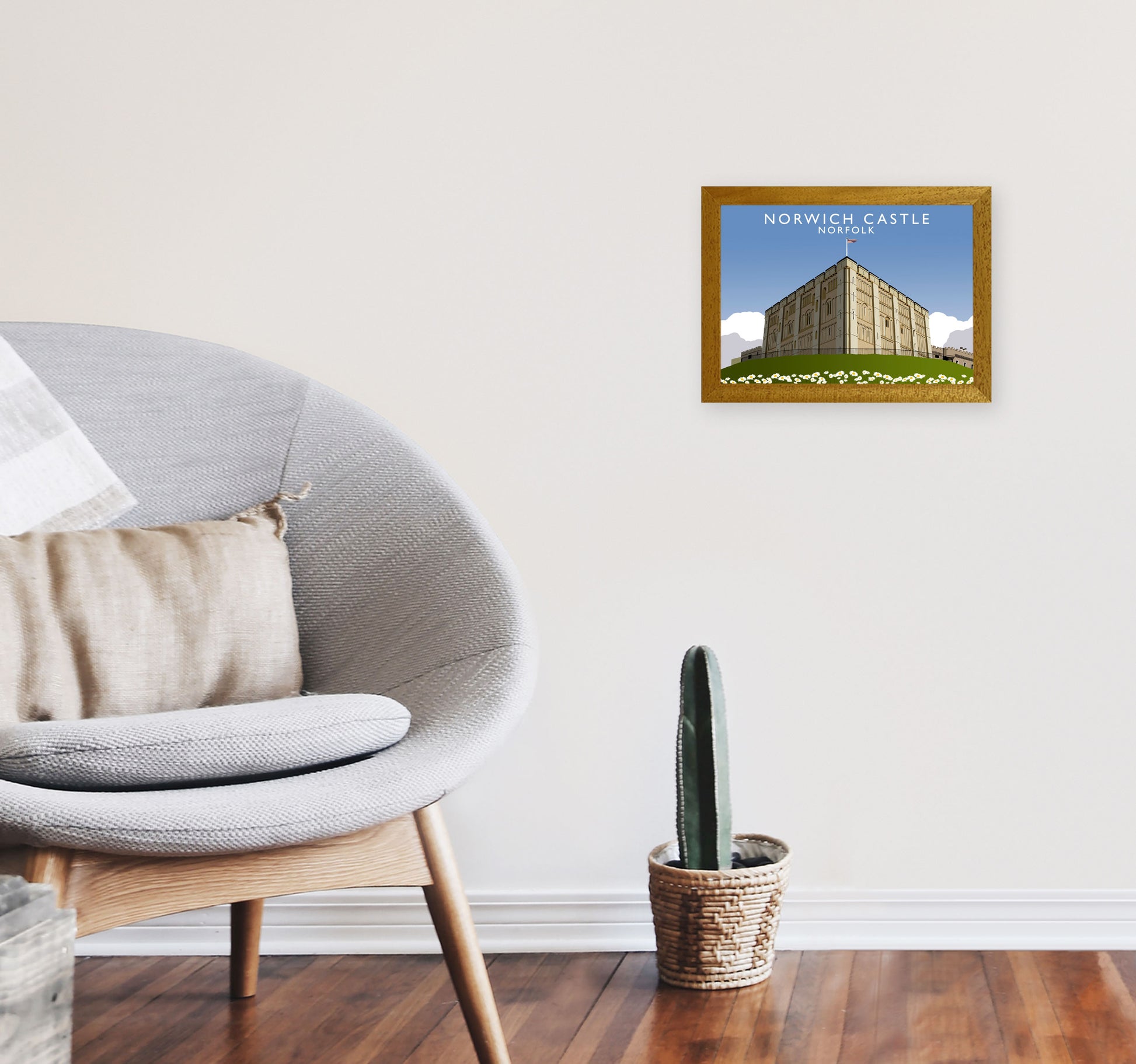 Norwich Castle Norfolk Travel Art Print by Richard O'Neill, Framed Wall Art A4 Print Only