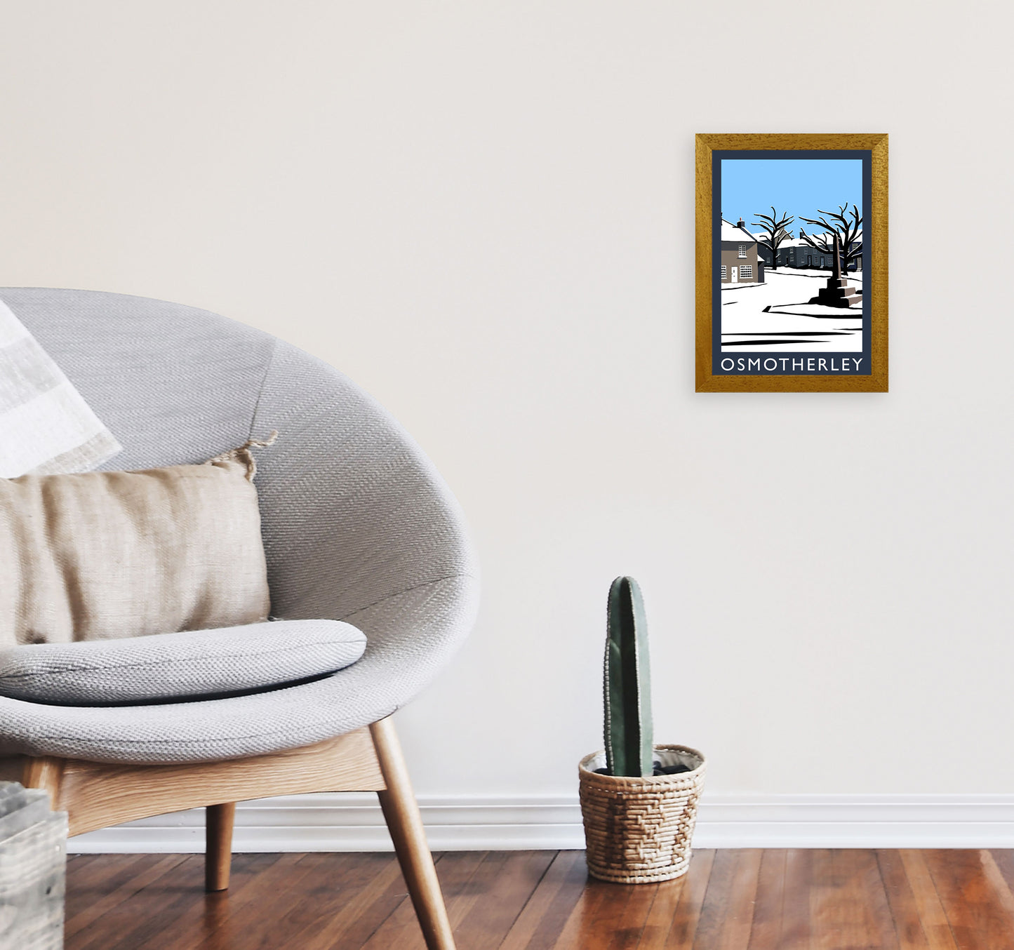 Osmotherley In Snow PortraitTravel Art Print by Richard O'Neill, Framed Wall Art A4 Print Only