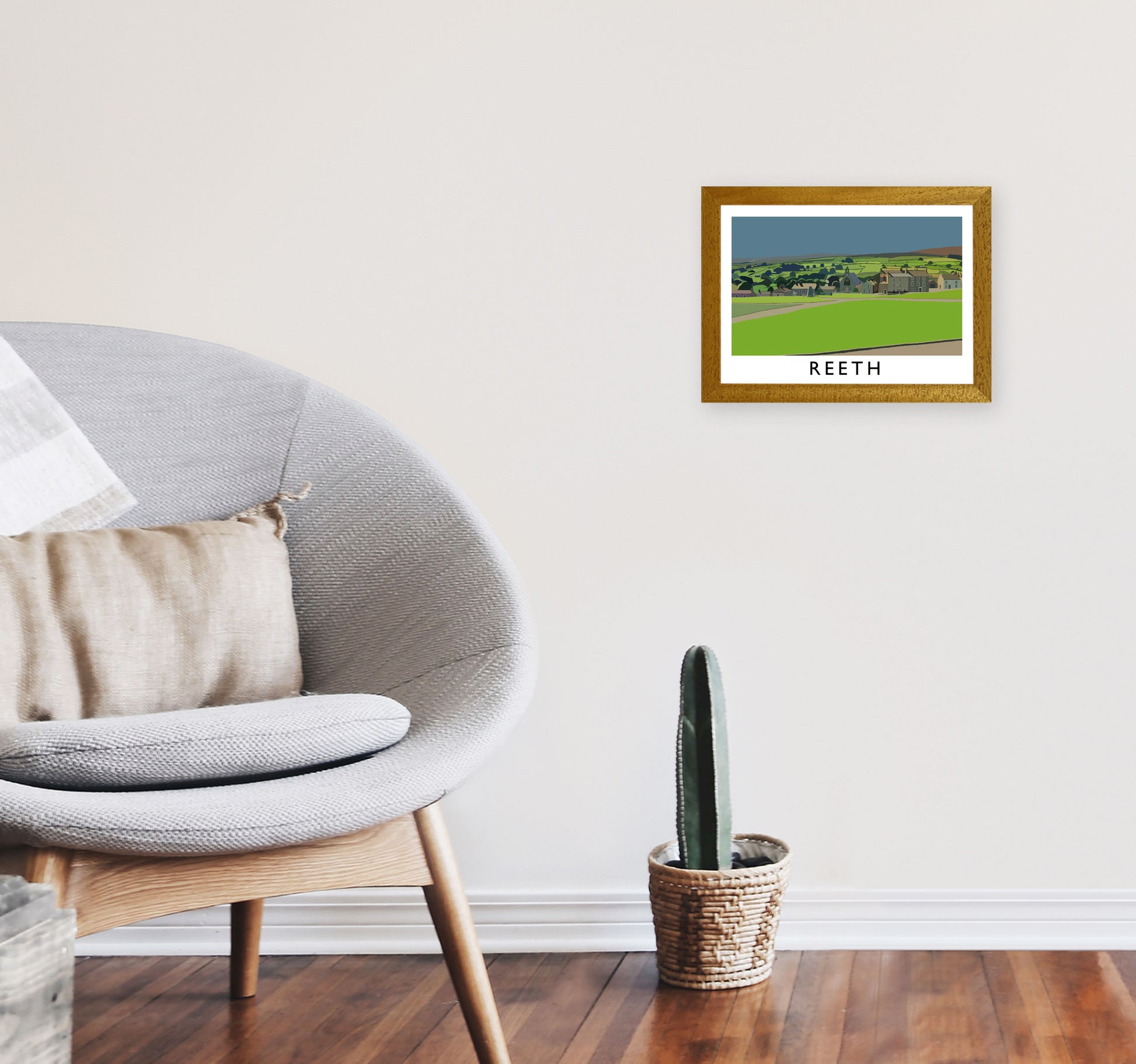 Reeth Travel Art Print by Richard O'Neill, Framed Wall Art A4 Print Only