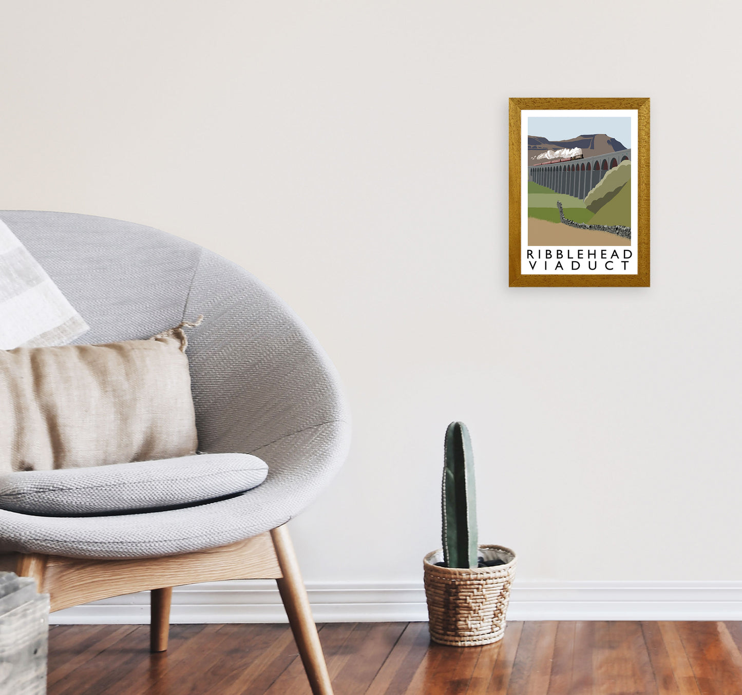 Ribblehead Viaduct Travel Art Print by Richard O'Neill, Framed Wall Art A4 Print Only