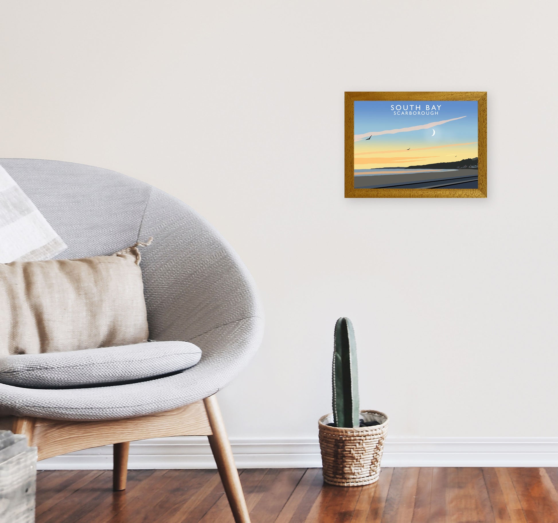 South Bay Scarborough Art Print by Richard O'Neill, Framed Wall Art A4 Print Only