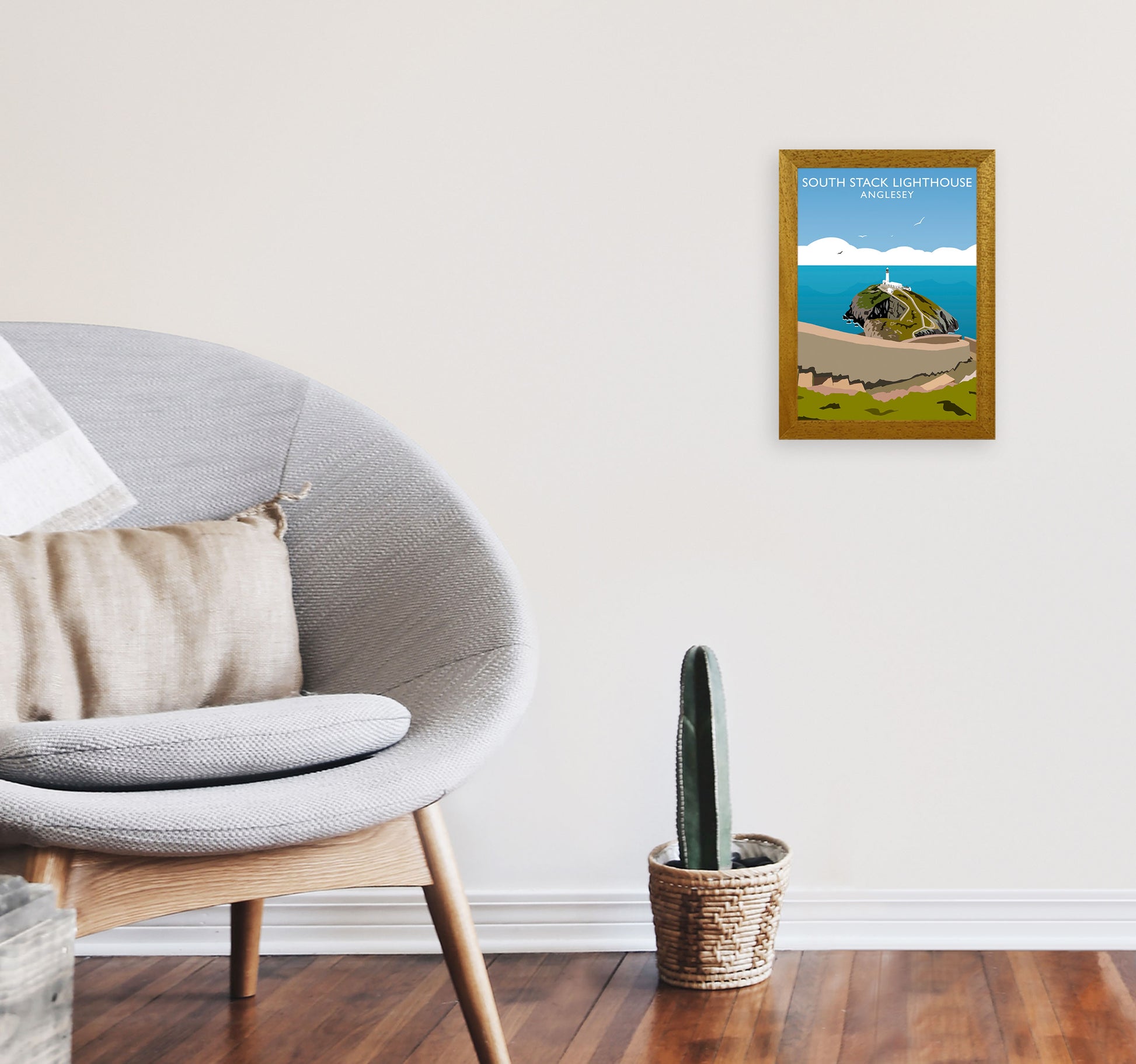 South Stack Lighthouse2 Portrait Anglesey Travel Art Print by Richard O'Neill A4 Print Only