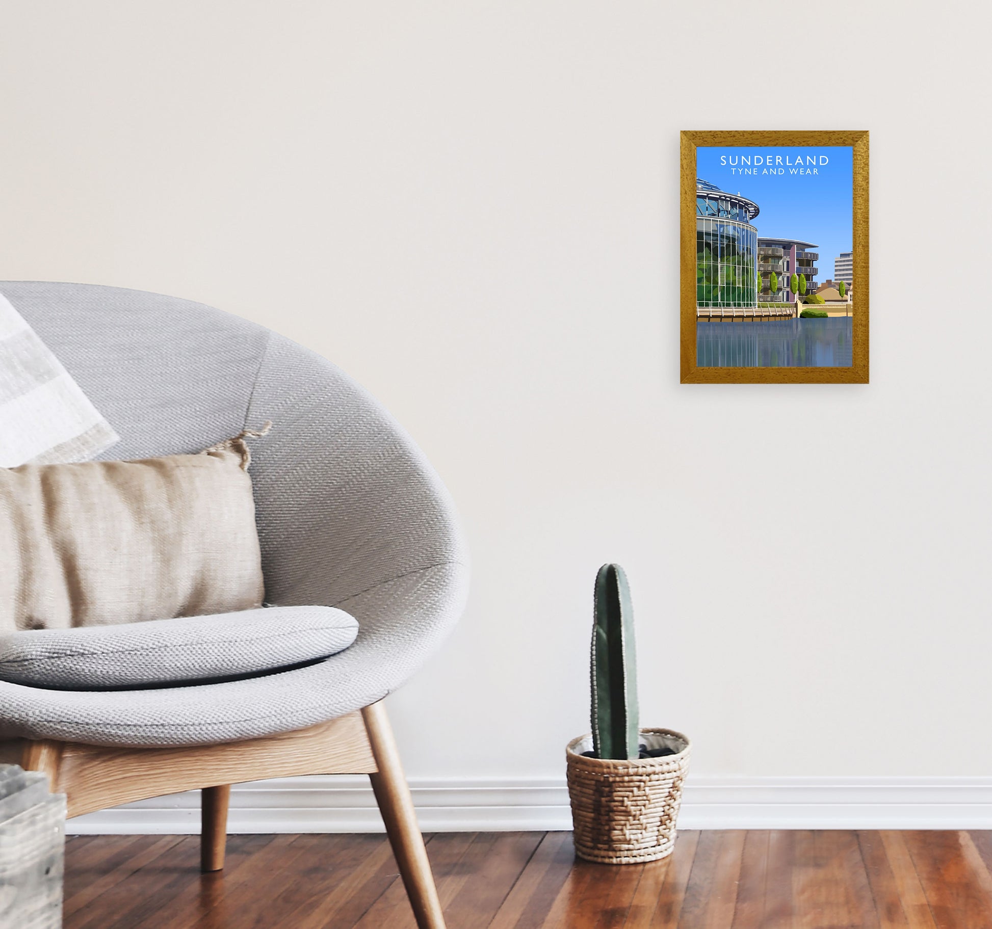 Sunderland Tyne and Wear Art Print by Richard O'Neill, Framed Wall Art A4 Print Only