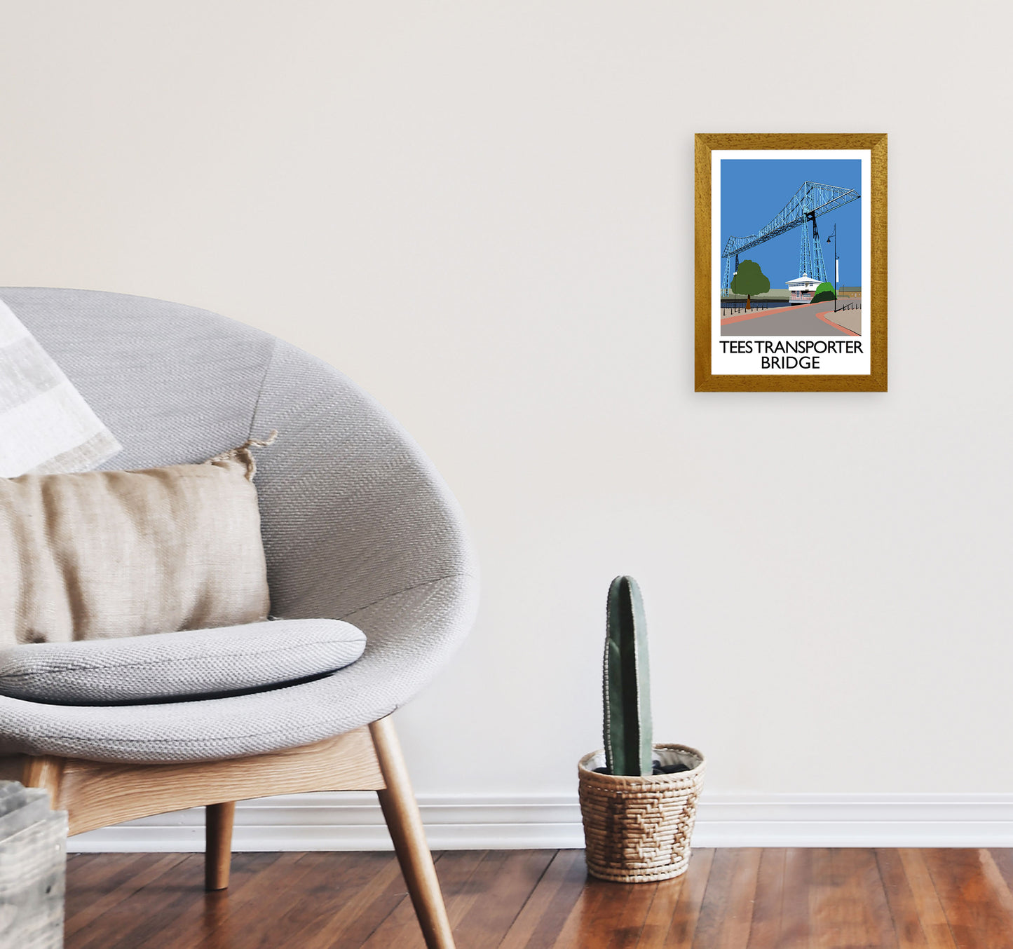 Tees Transporter Bridge Art Print by Richard O'Neill, Framed Wall Art A4 Print Only