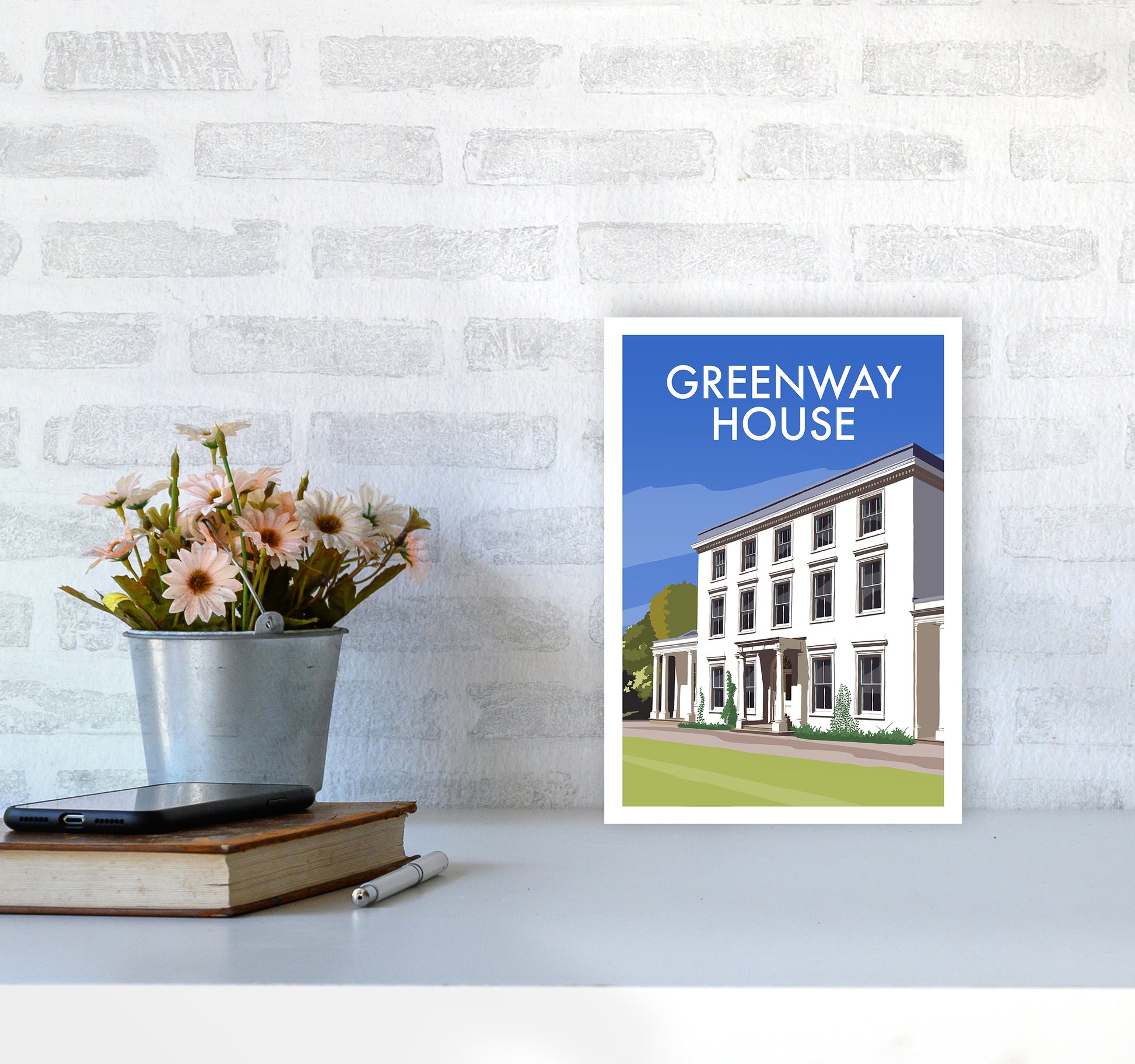 Greenway House Portrait Art Print by Richard O'Neill A4 Black Frame