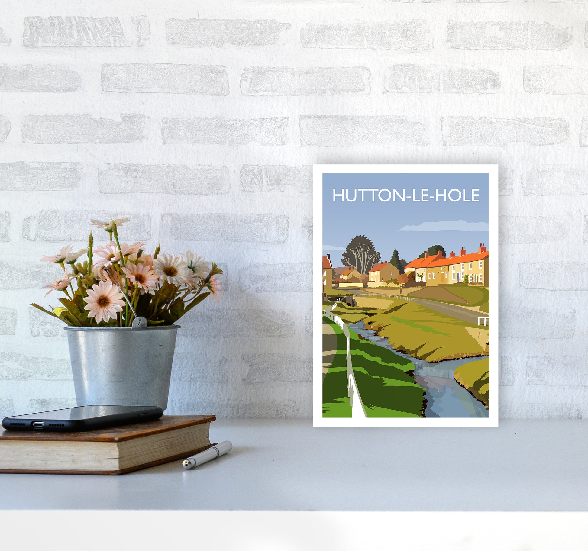 Hutton-Le-Hole Portrait Art Print by Richard O'Neill A4 Black Frame