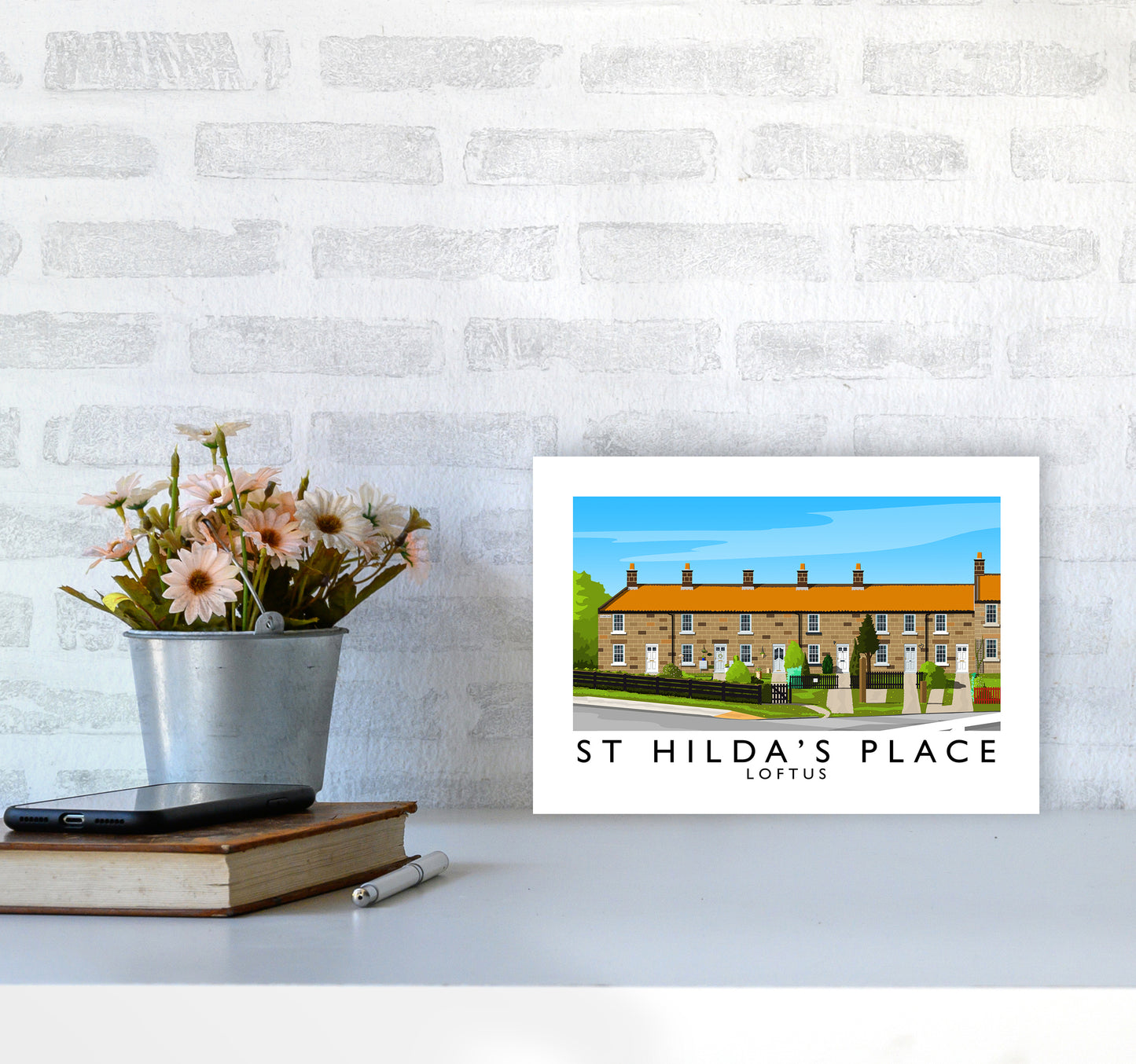 St Hilda's Place Art Print by Richard O'Neill A4 Black Frame