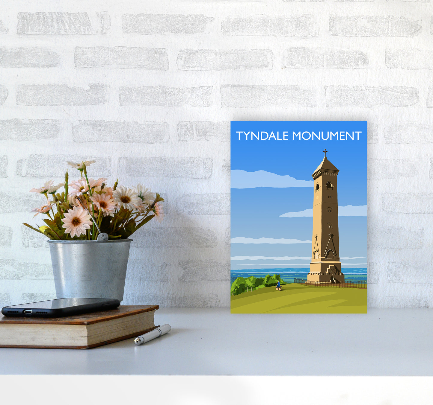 Tyndale Monument Travel Art Print by Richard O'Neill A4 Black Frame