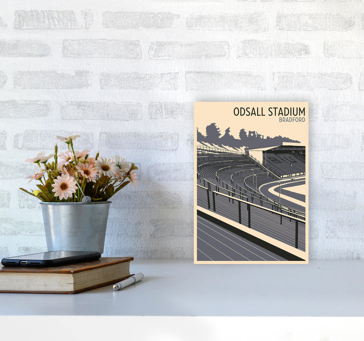 Odsal Stadium, Bradford Travel Art Print by Richard O'Neill A4 Black Frame