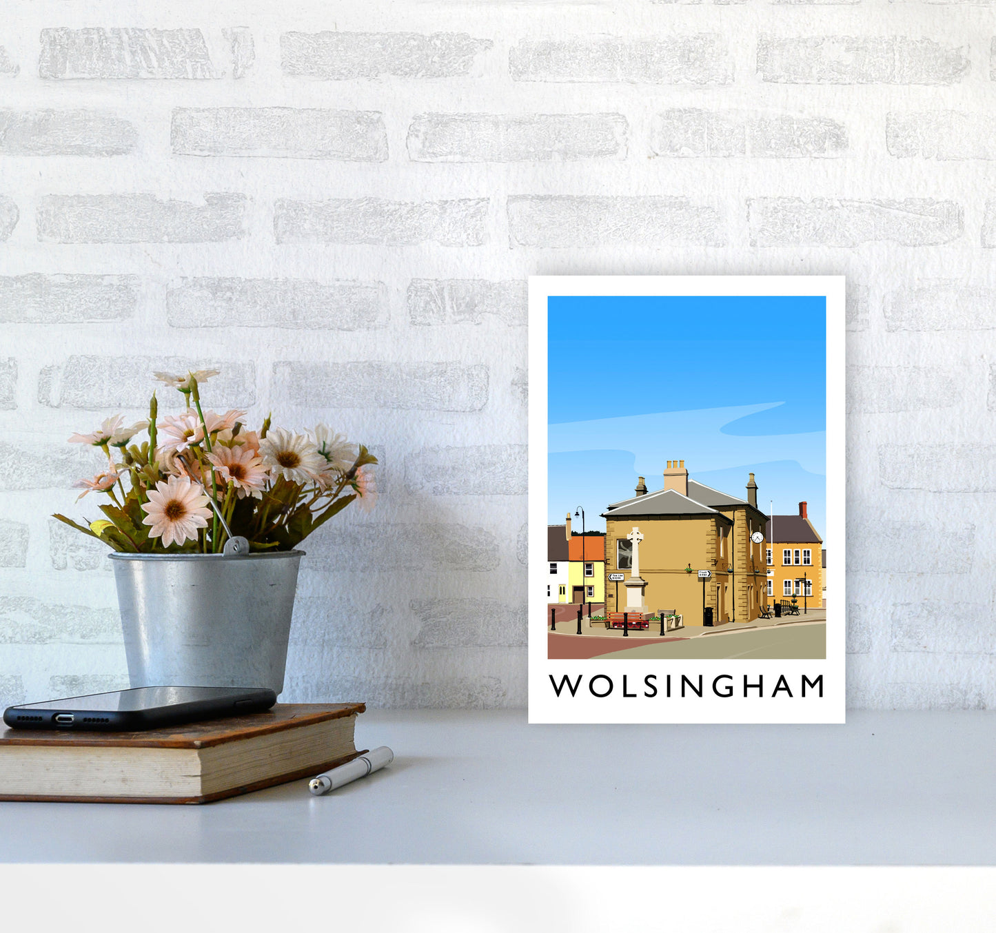 Wolsingham 2 portrait Travel Art Print by Richard O'Neill A4 Black Frame