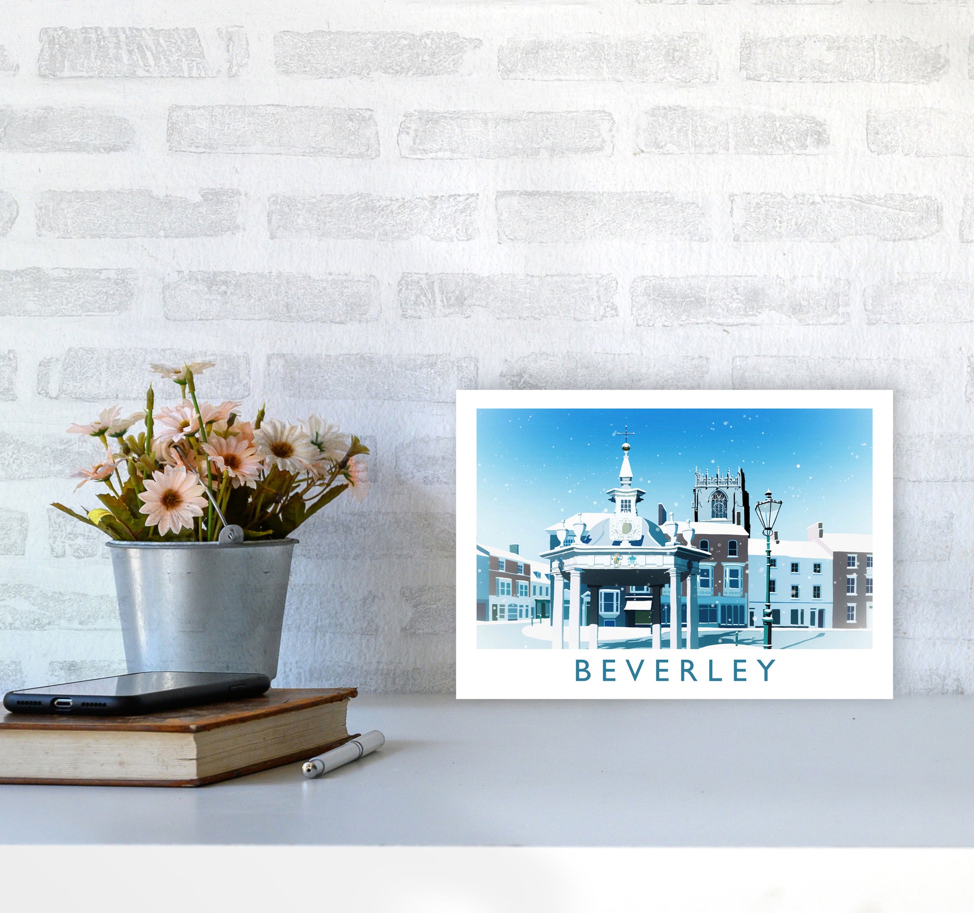 Beverley (Snow) 2 Travel Art Print by Richard O'Neill A4 Black Frame