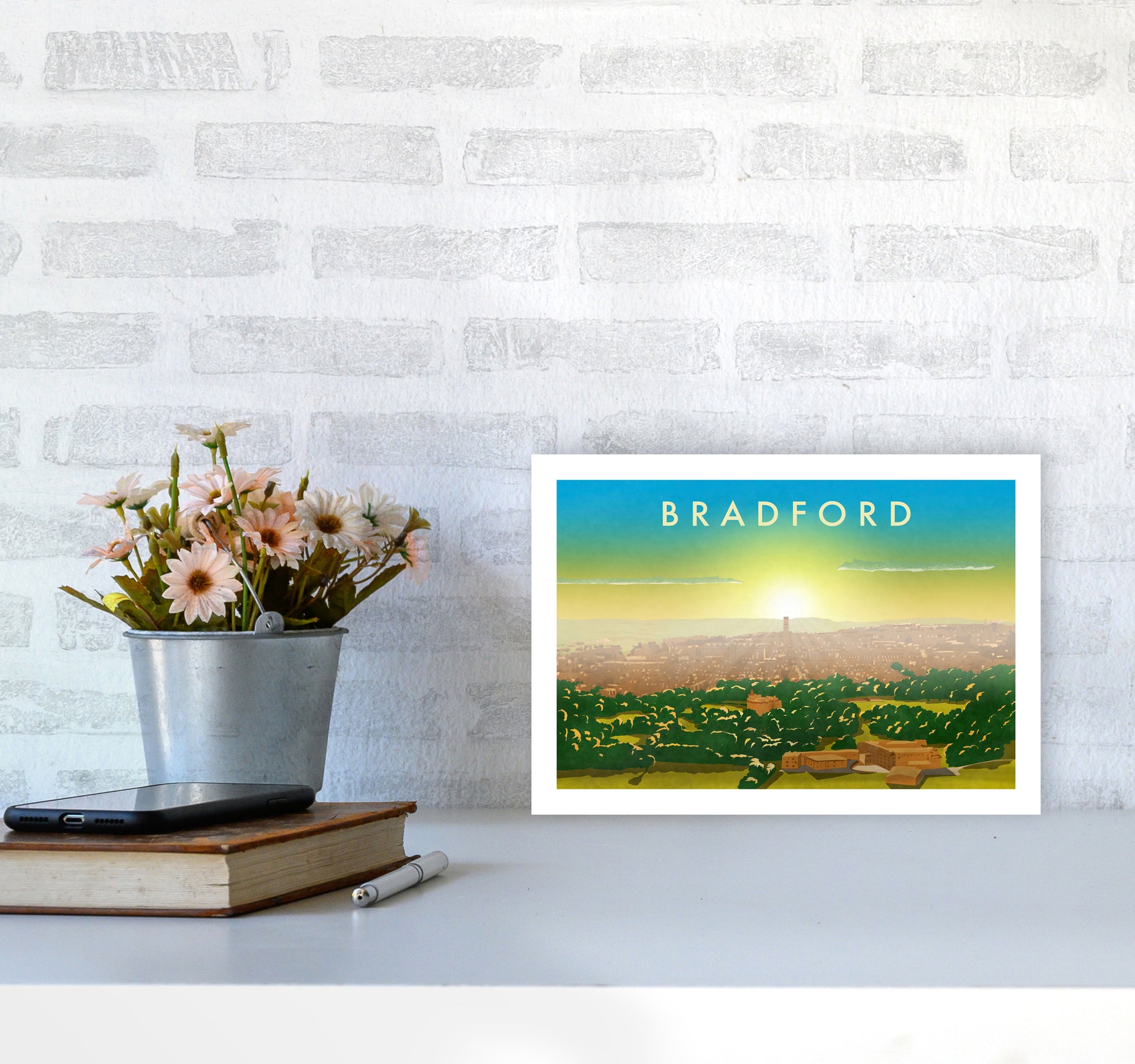 Bradford 2 Travel Art Print by Richard O'Neill A4 Black Frame