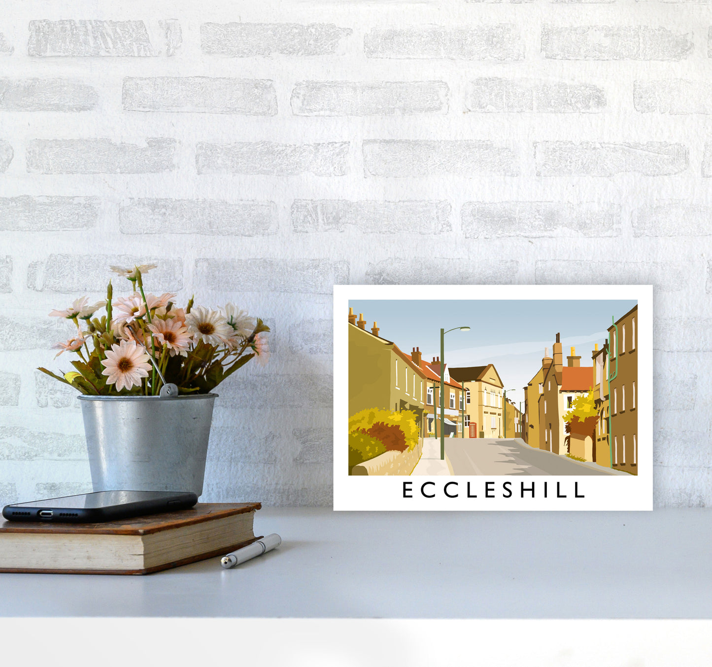 Eccleshill Travel Art Print by Richard O'Neill A4 Black Frame