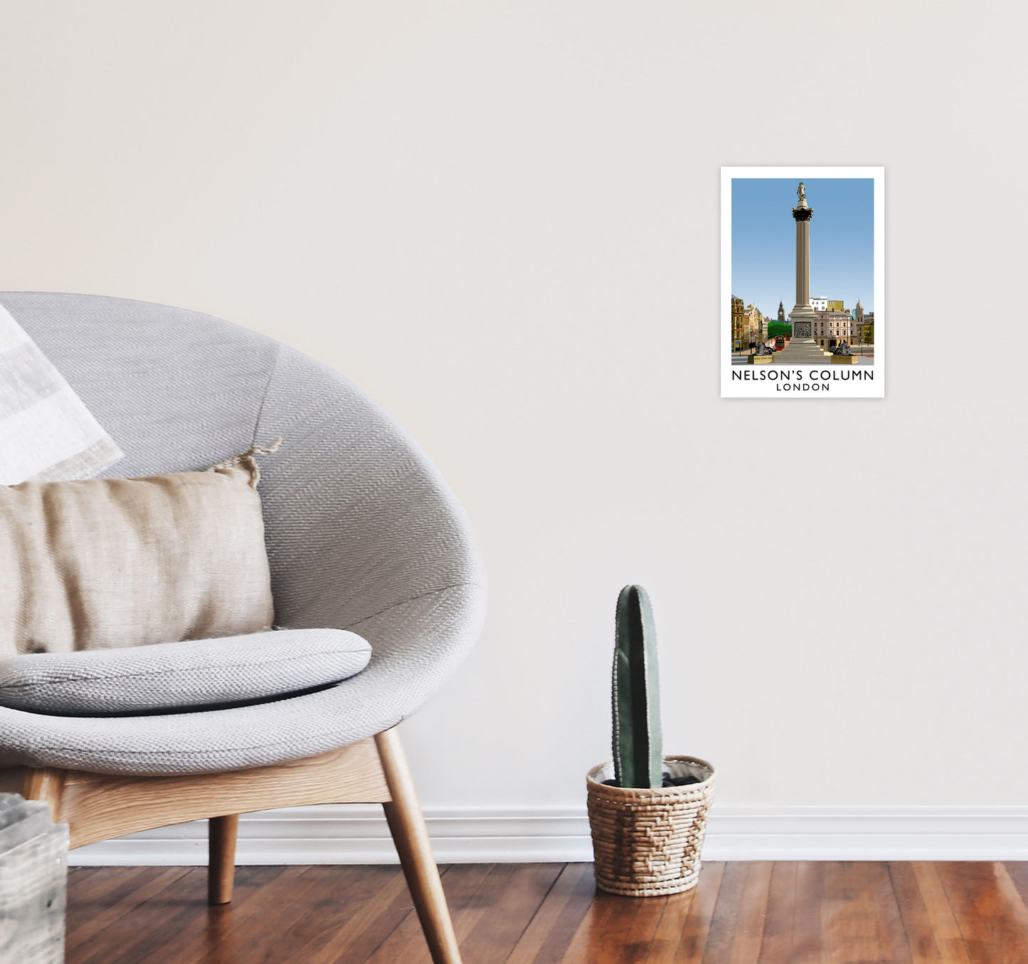 Nelson's Column London Art Print by Richard O'Neill A4 Black Frame