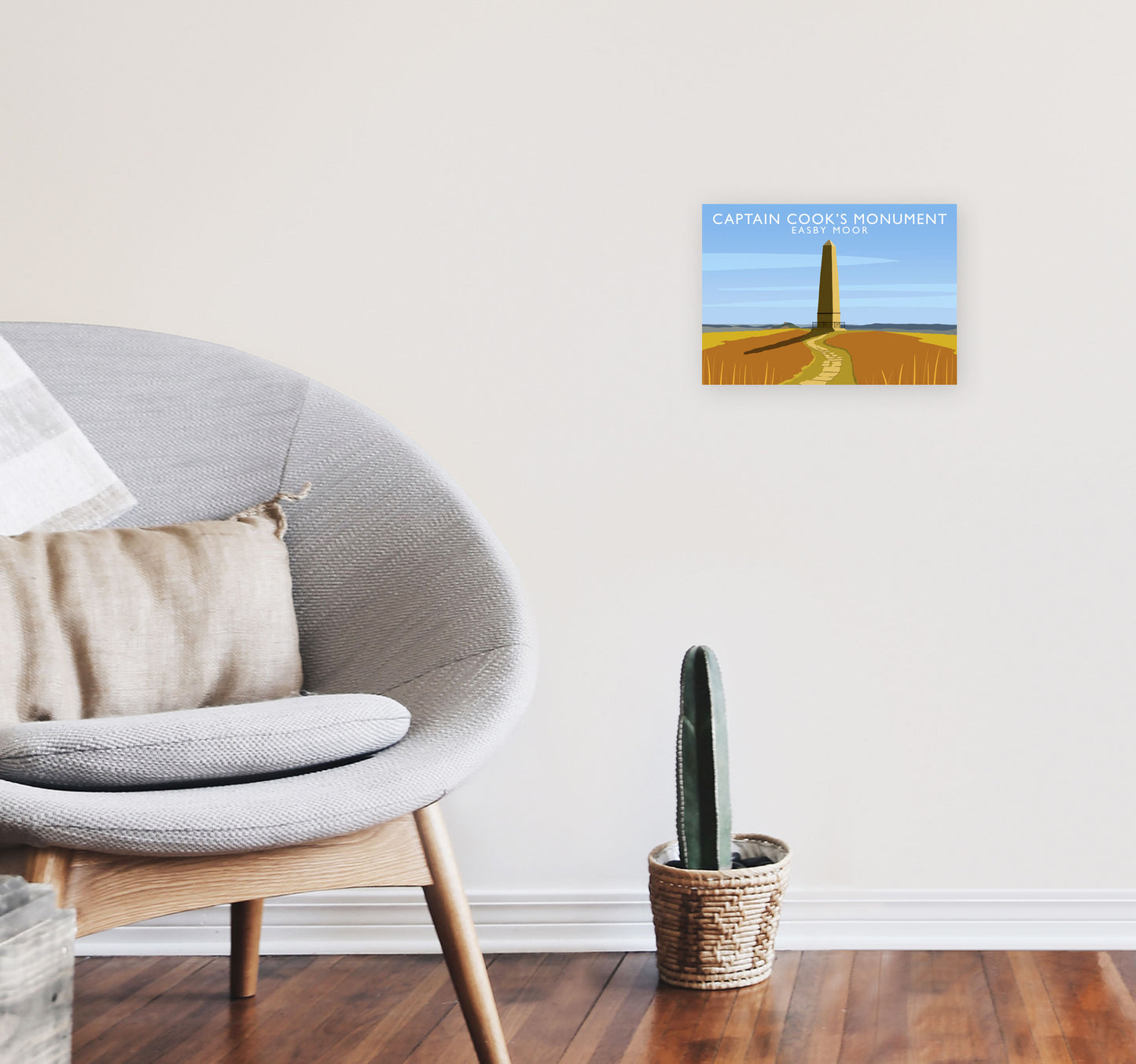 Captain Cooks Monument (Landscape) by Richard O'Neill A4 Black Frame