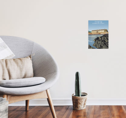 Tywyn Portrait Cambrian Coast Framed Digital Art Print by Richard O'Neill A4 Black Frame