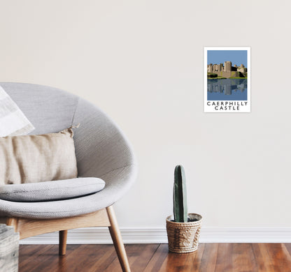 Caerphilly Castle Portrait by Richard O'Neill A4 Black Frame