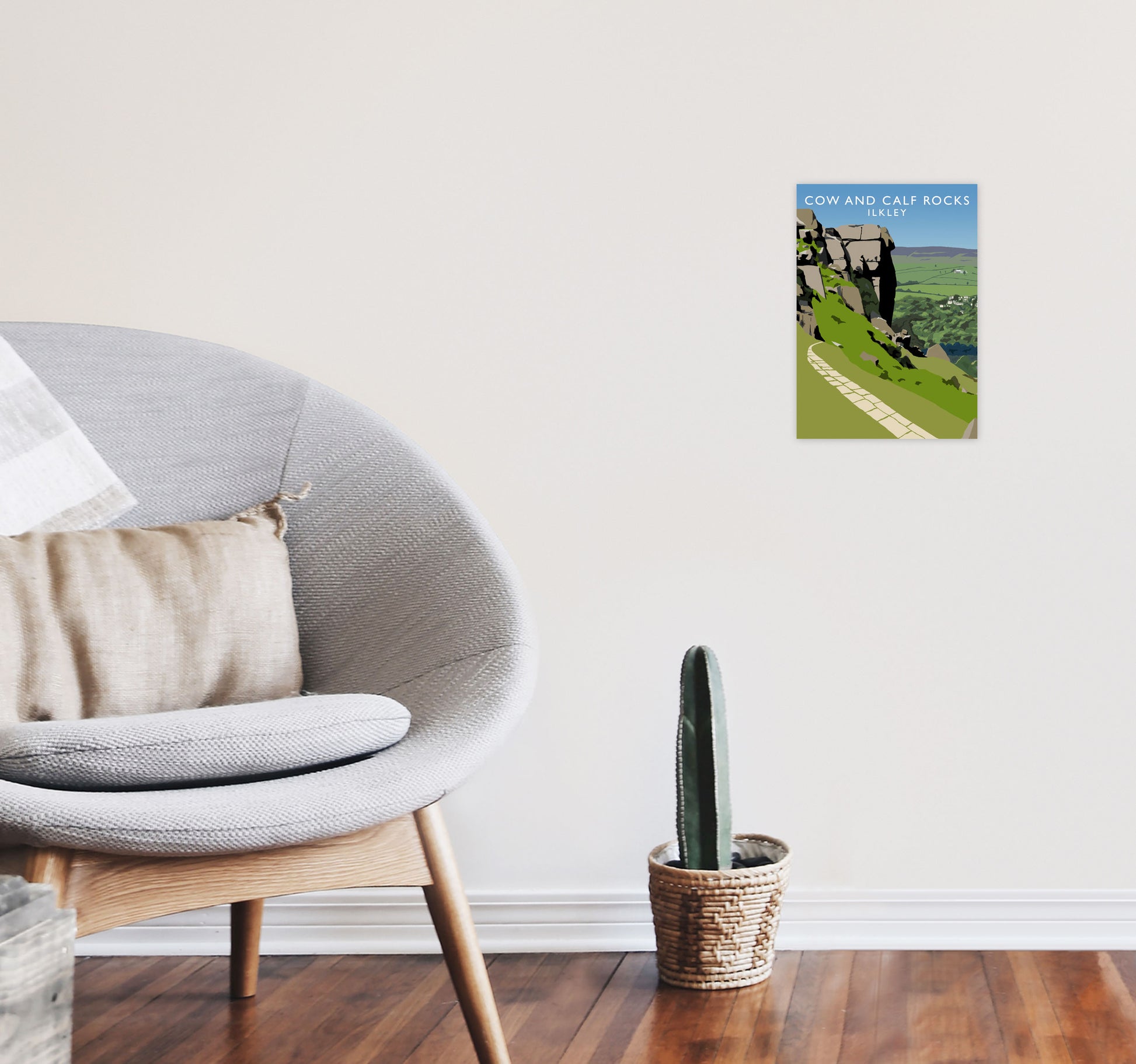 Cow And Calf Rocks Portrait by Richard O'Neill A4 Black Frame