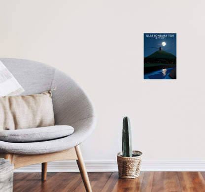 Glastonbury Tor Somerset Framed Digital Art Print by Richard O'Neill A4 Black Frame