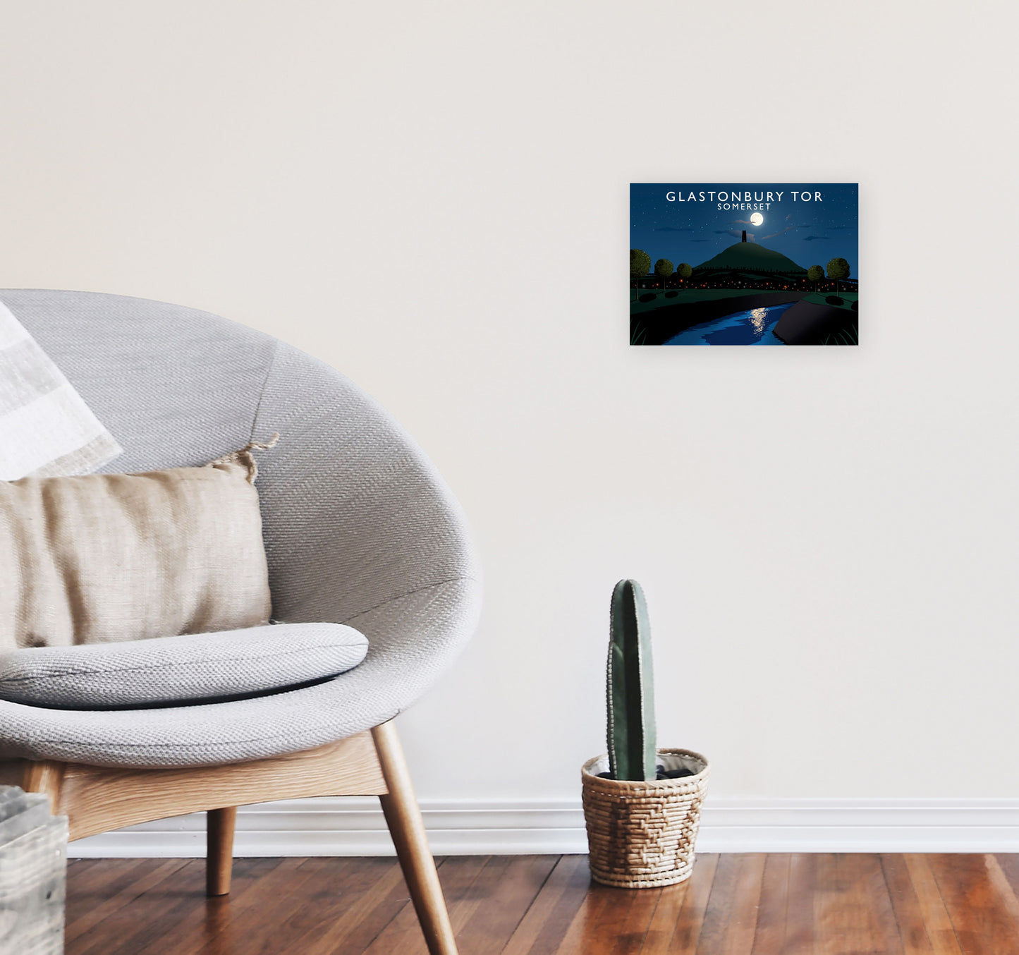 Glastonbury Tor Night by Richard O'Neill A4 Black Frame