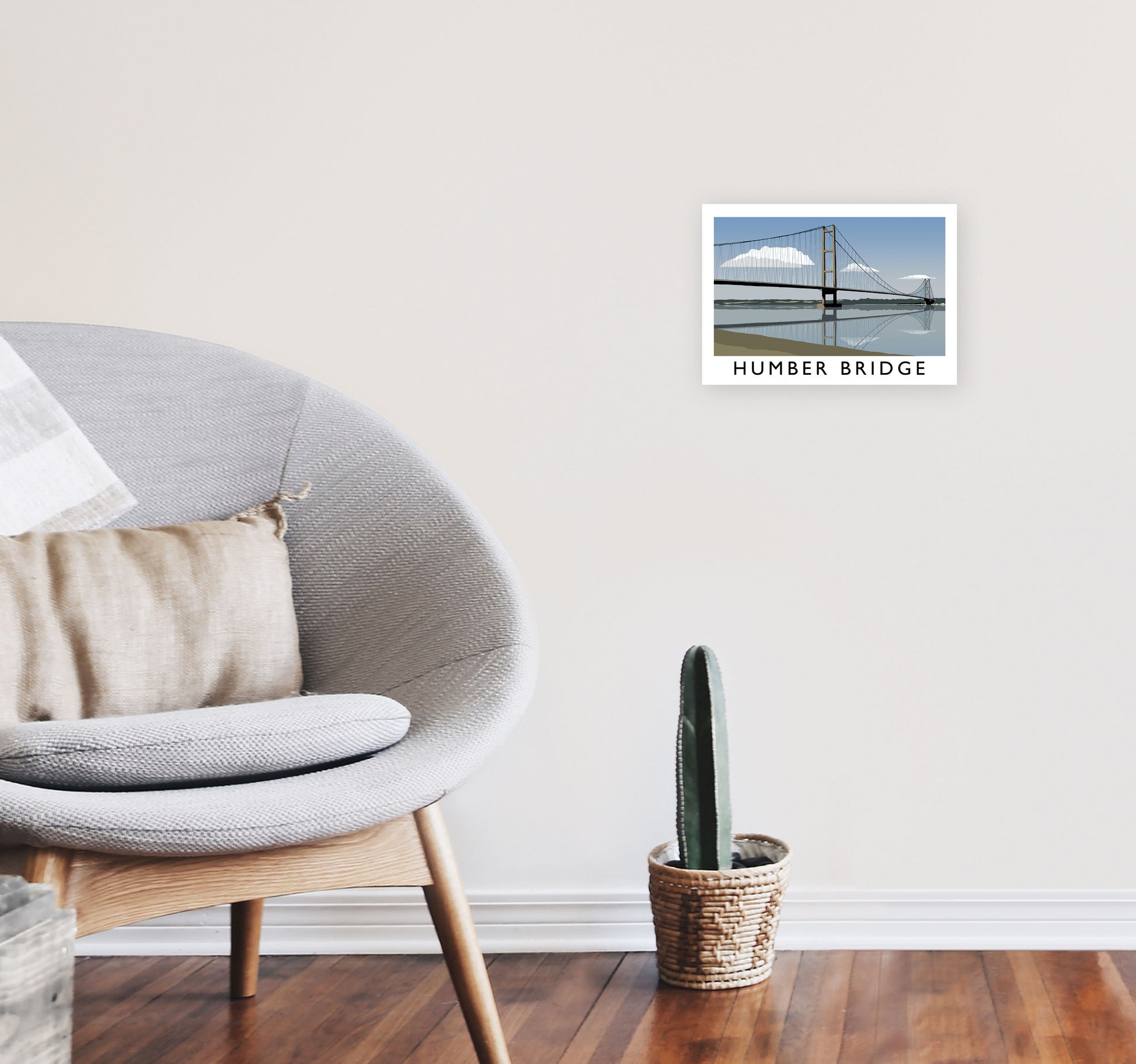 Humber Bridge Framed Digital Art Print by Richard O'Neill A4 Black Frame