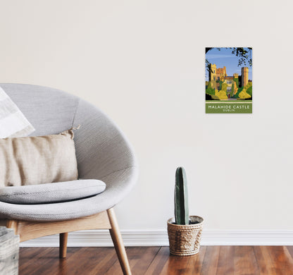 Malahide Castle Dublin Portrait  Travel Art Print by Richard O'Neill, Framed Wall Art A4 Black Frame
